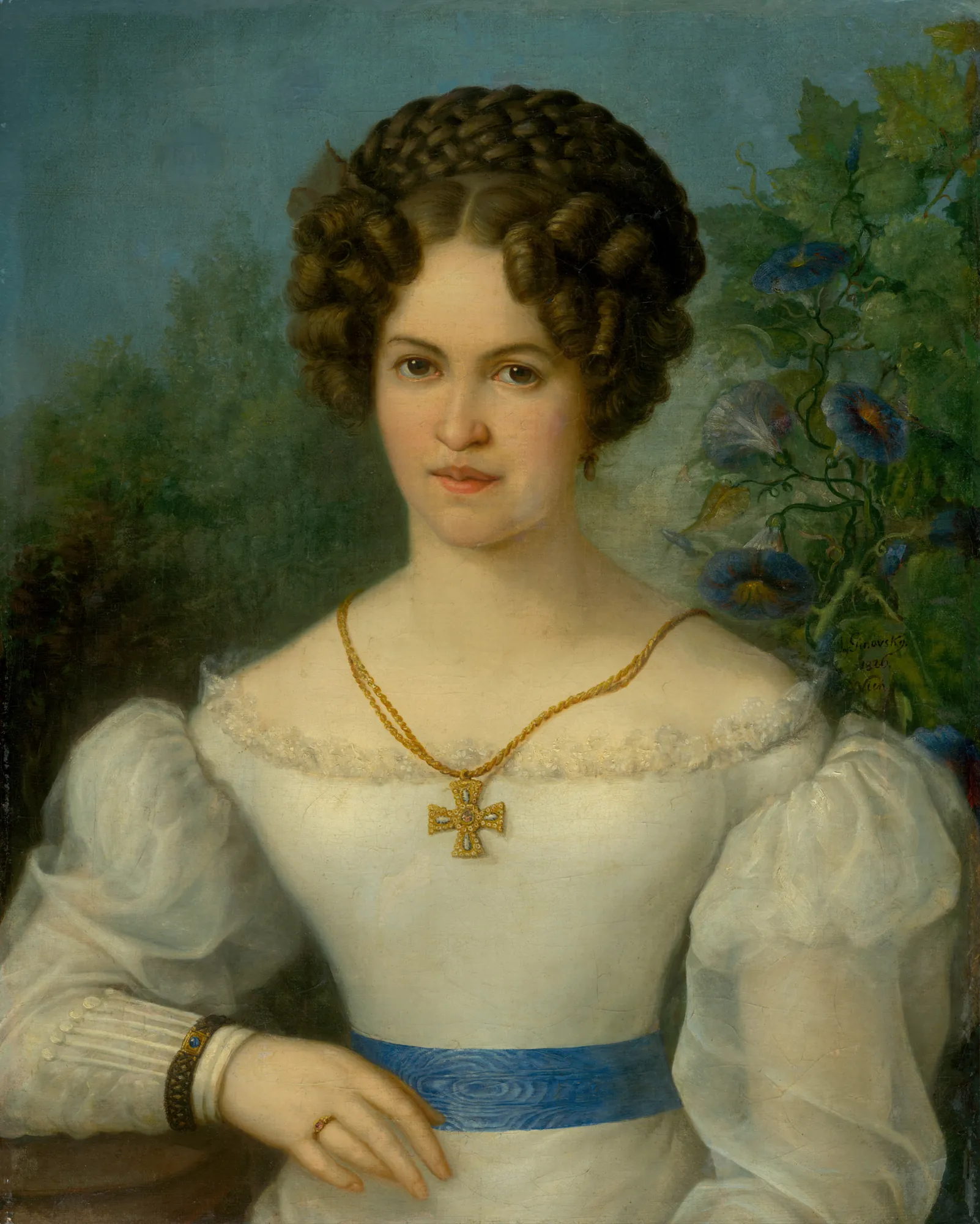 Portrait of a Young Lady in a White Dress