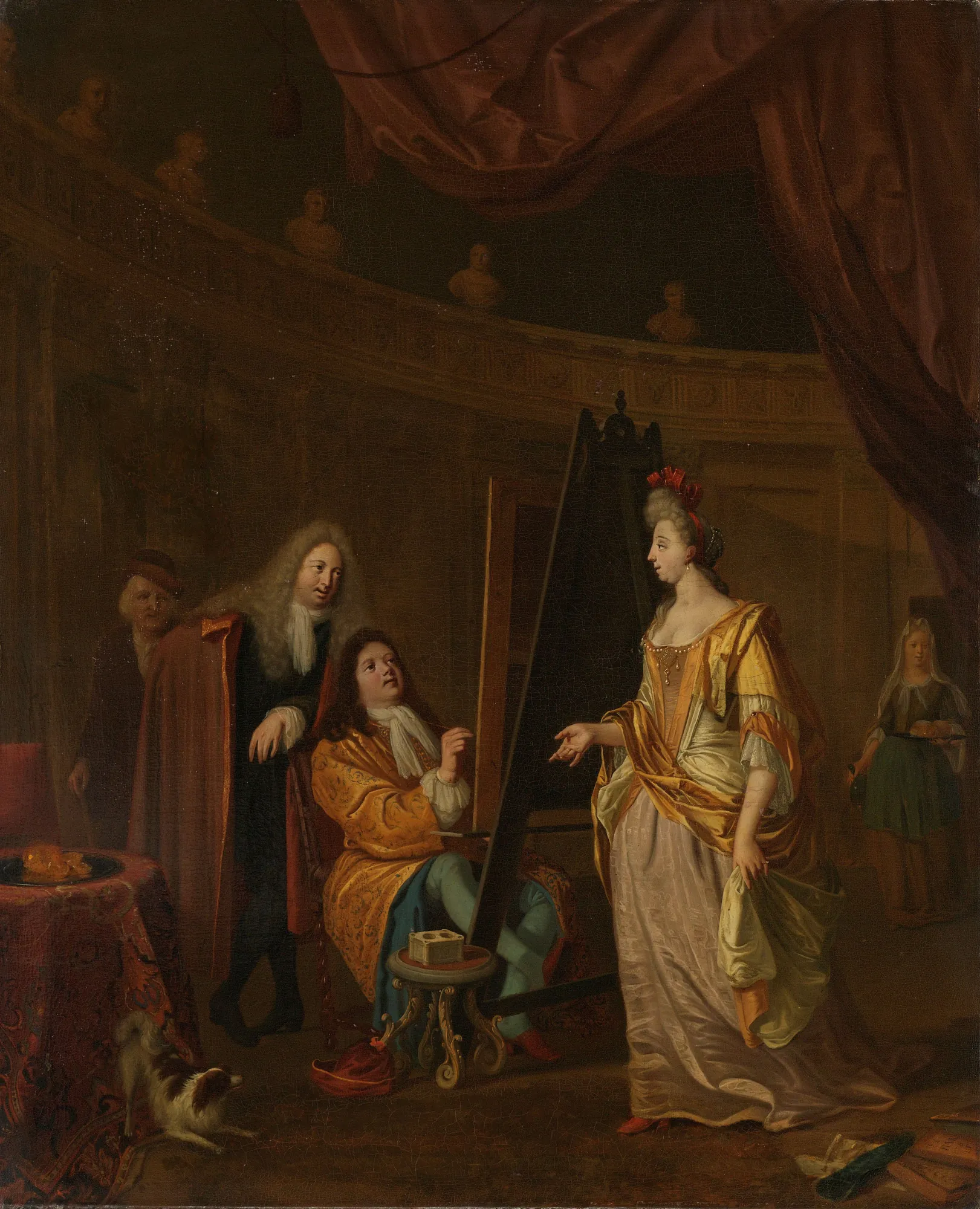 An Artist in His Studio Painting the Portrait of a Lady