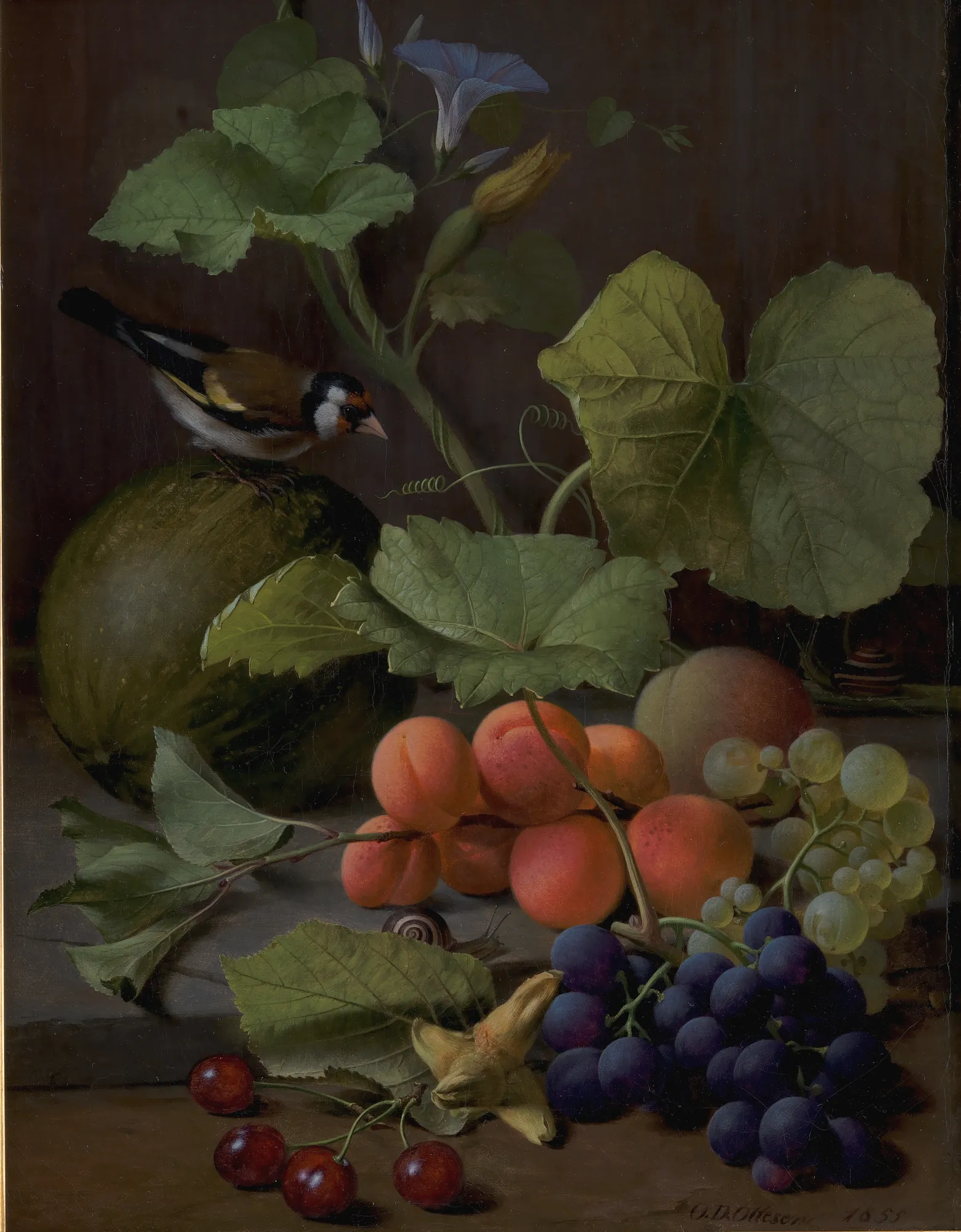 Fruit Still Life with a Goldfinch