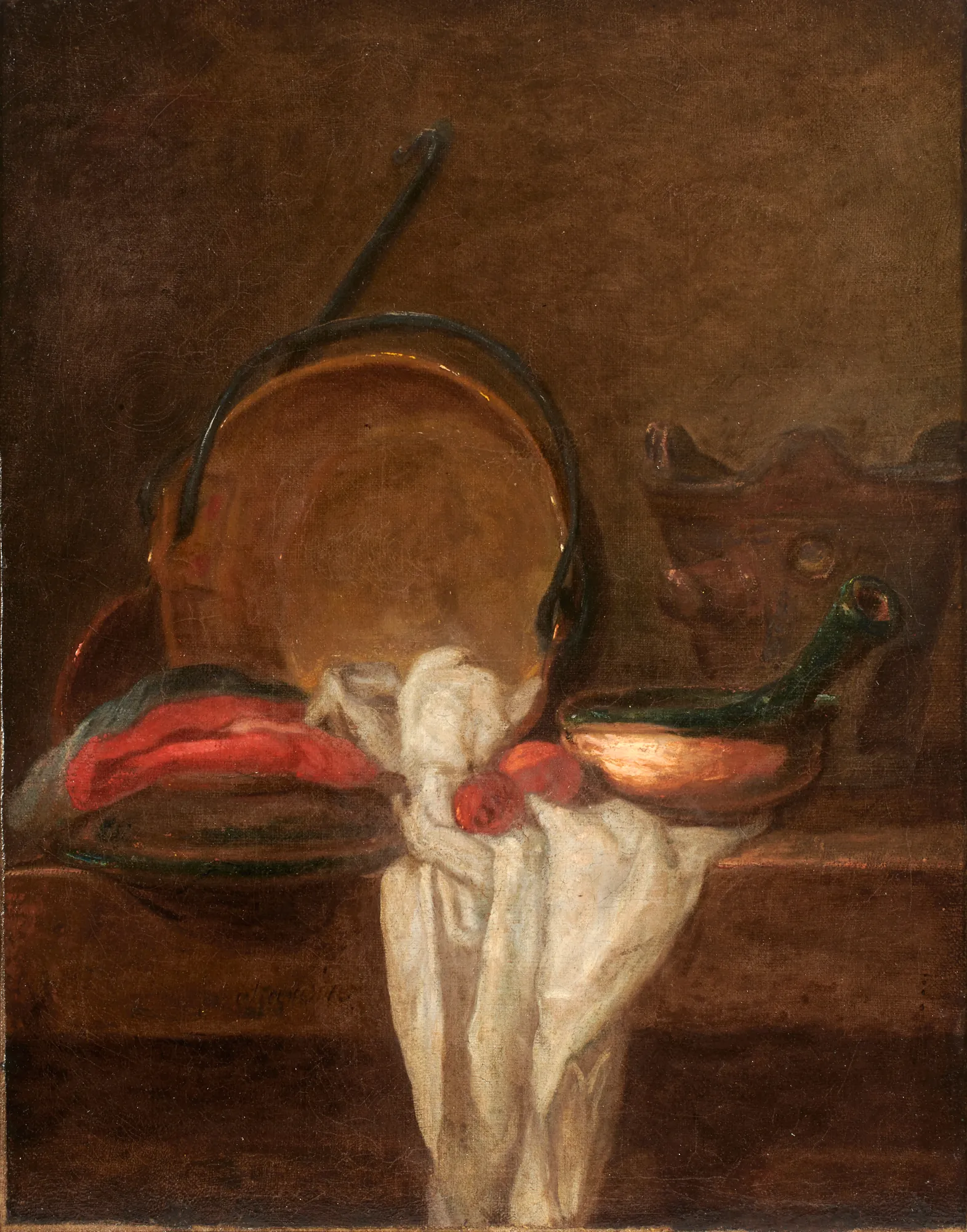 Cooking Pots and Ladle with a White Cloth