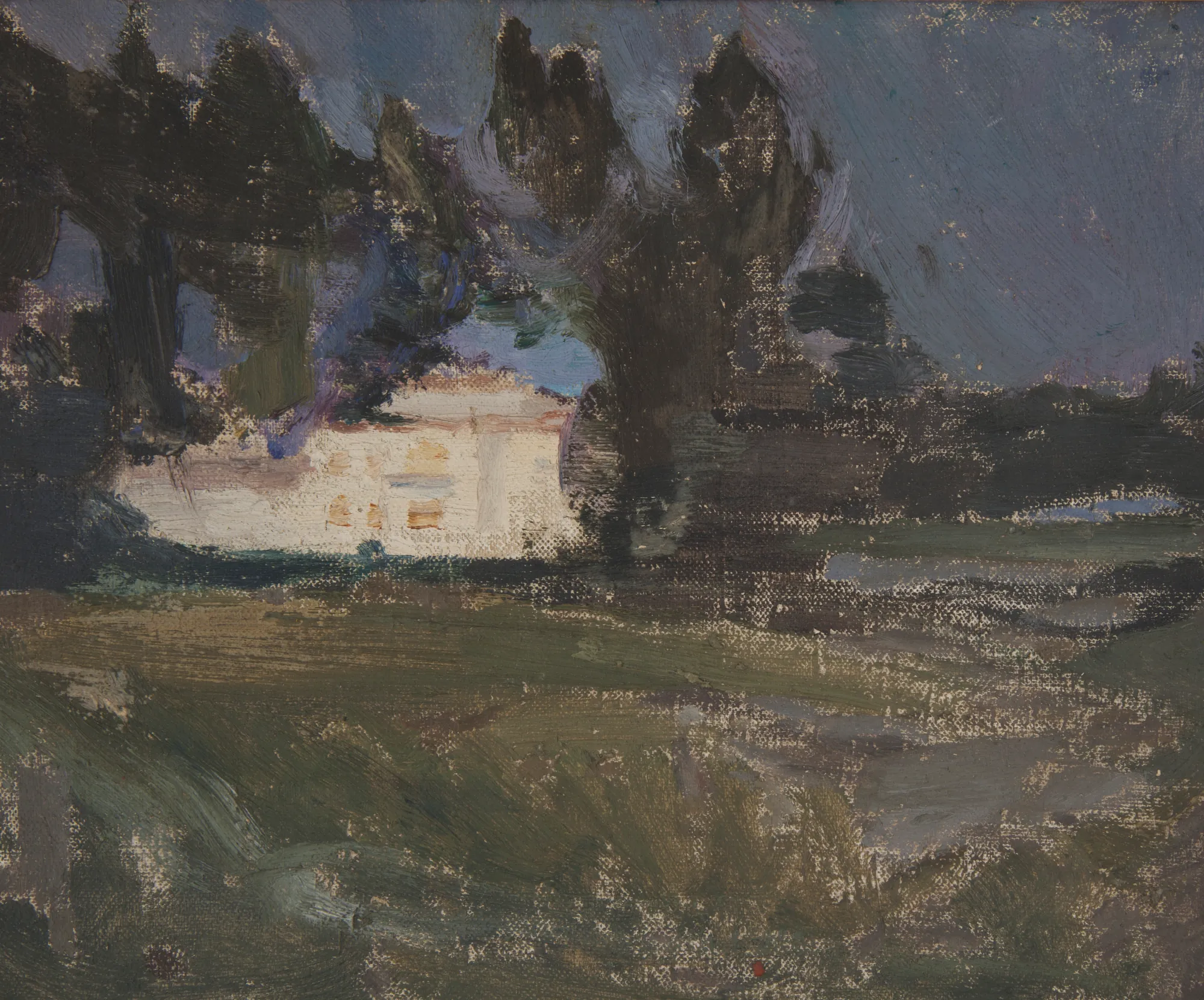 Northern Studies (The White Night) Northern Studies (The White Night) by Jan Ciągliński. An impressionistic oil study of a white house glowing under the dim, bluish light of a northern white night, surrounded by dark silhouetted trees.