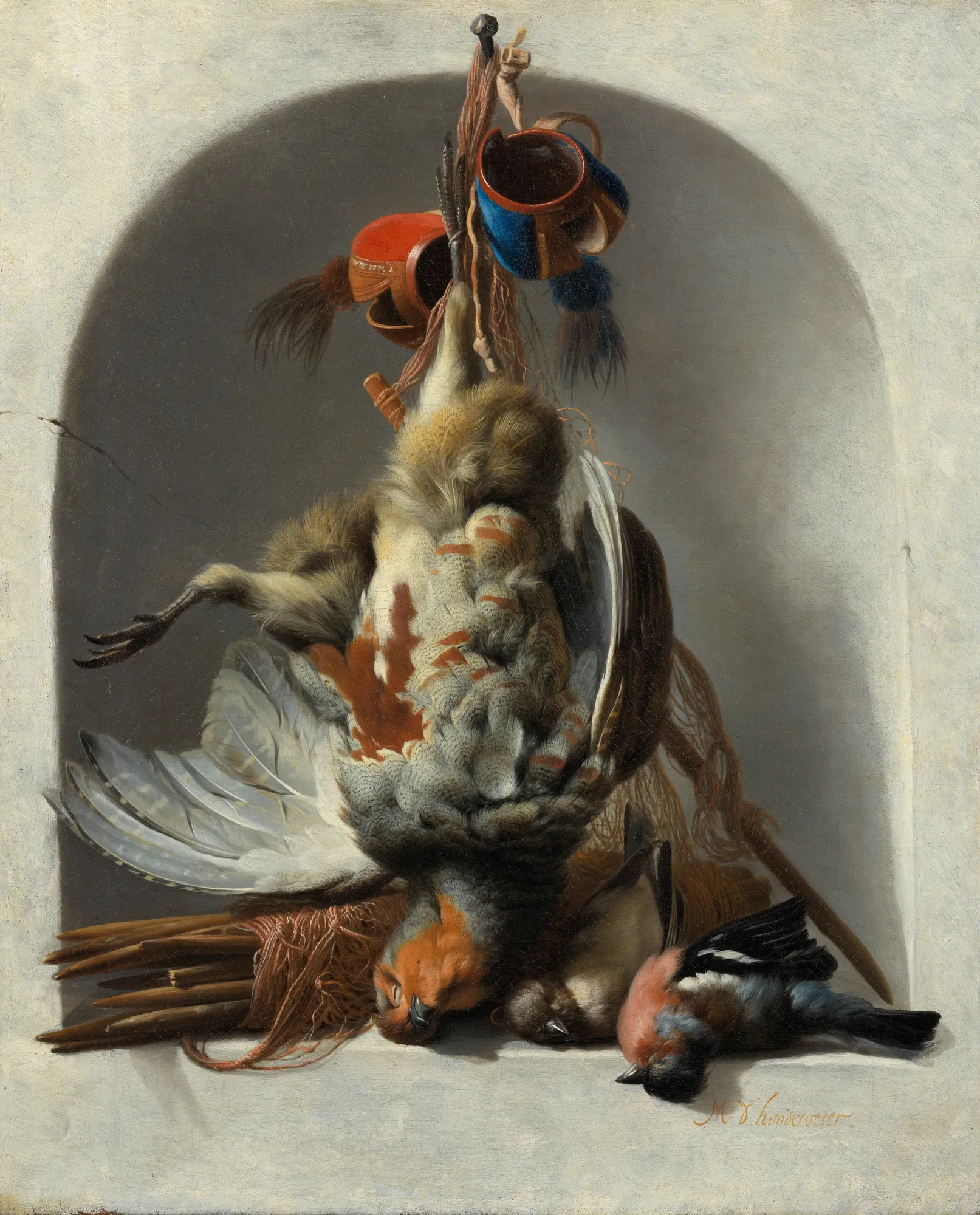 Still Life with Birds and Hunting Gear in a Niche