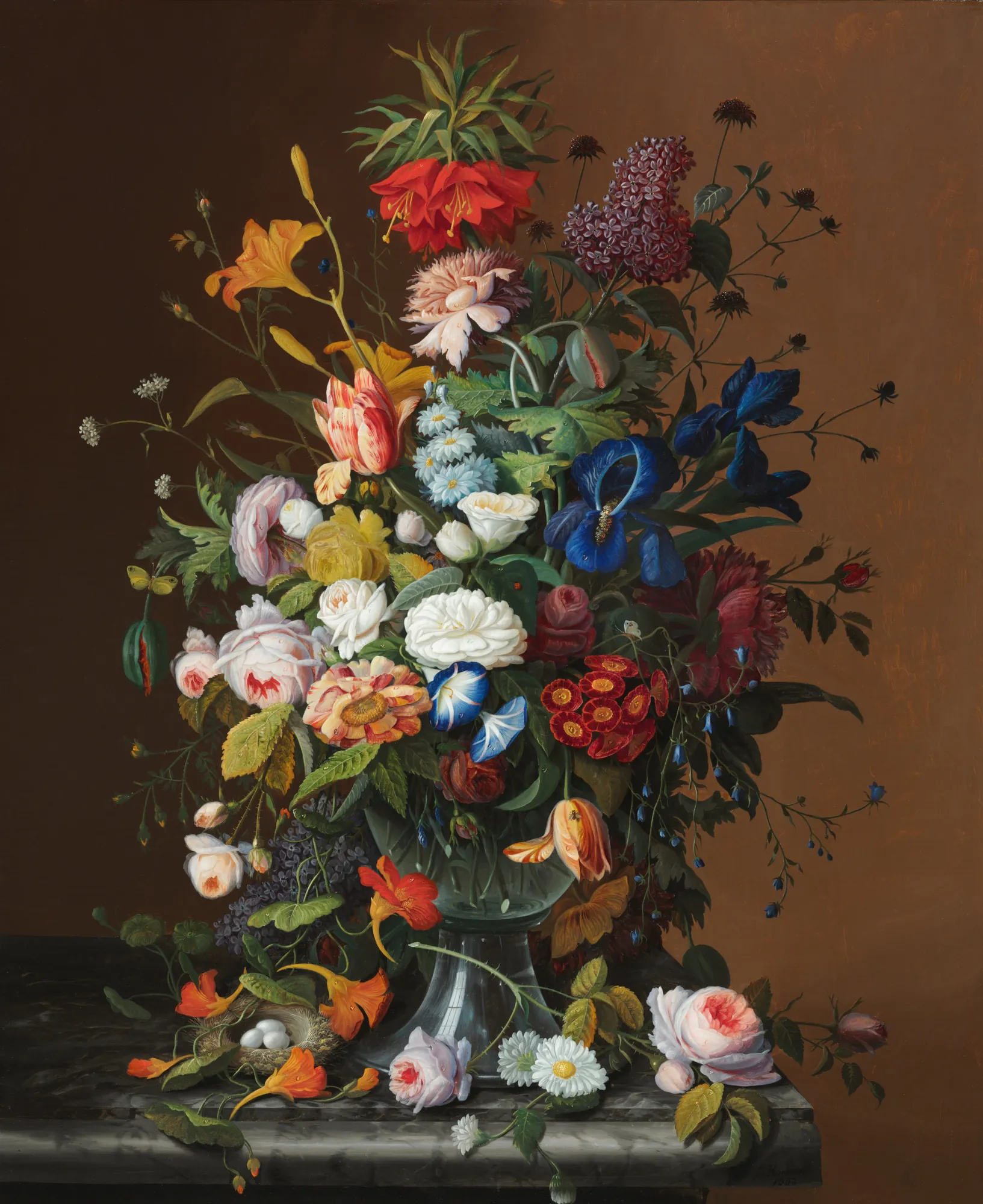 Flower Still Life with Bird's Nest