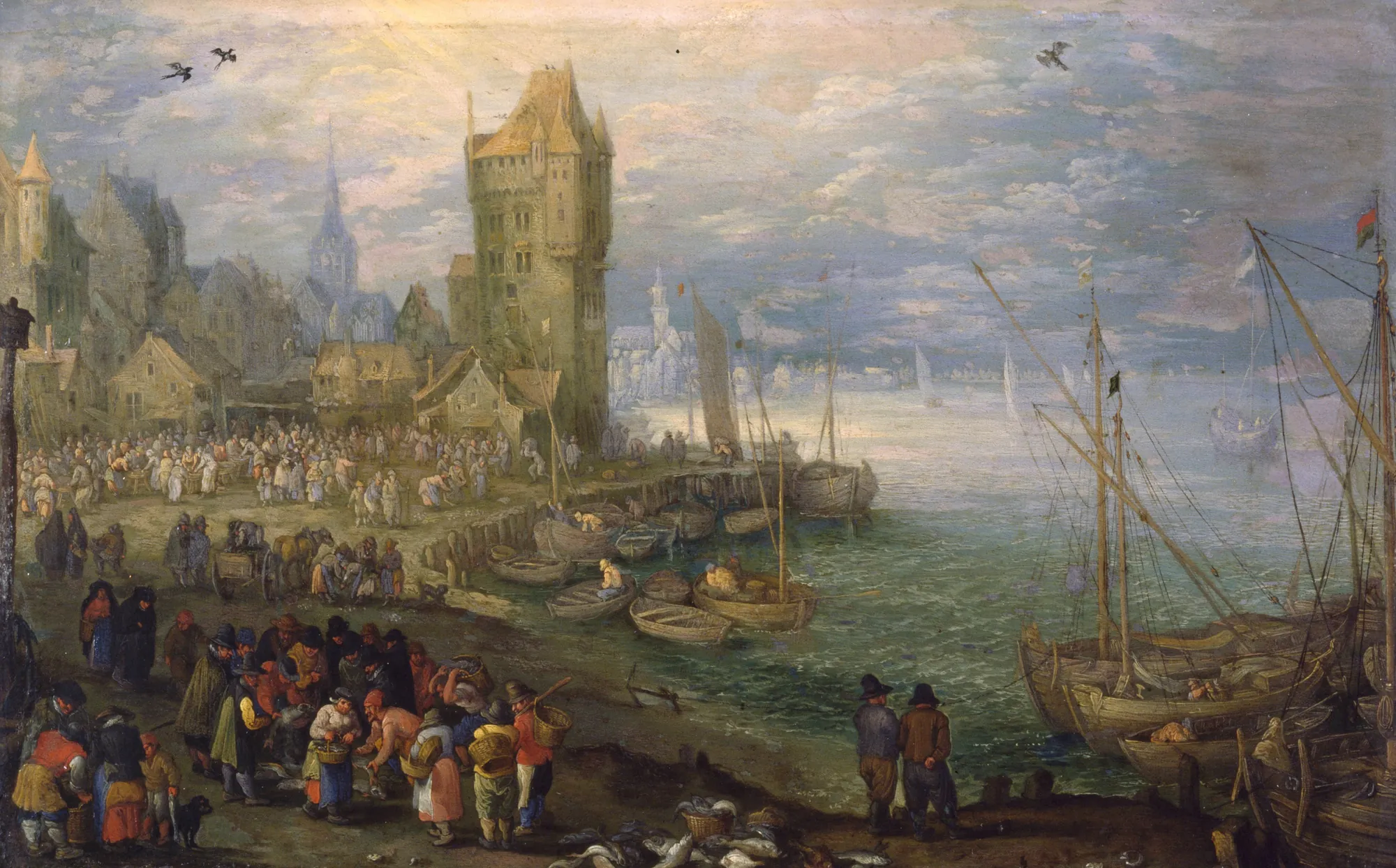 Fish Market Near a Harbor