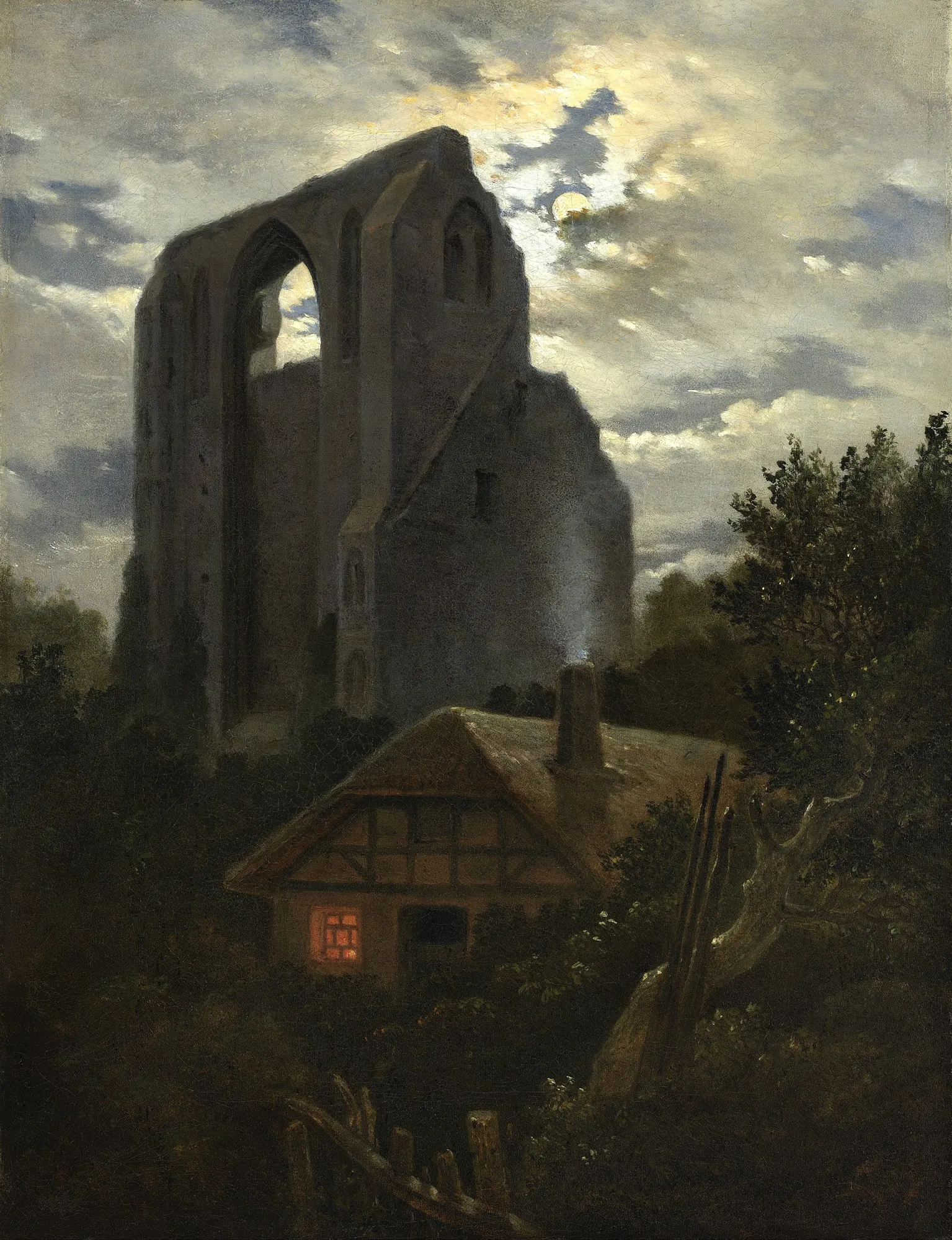 Ruins of Eldena Monastery in Moonlight