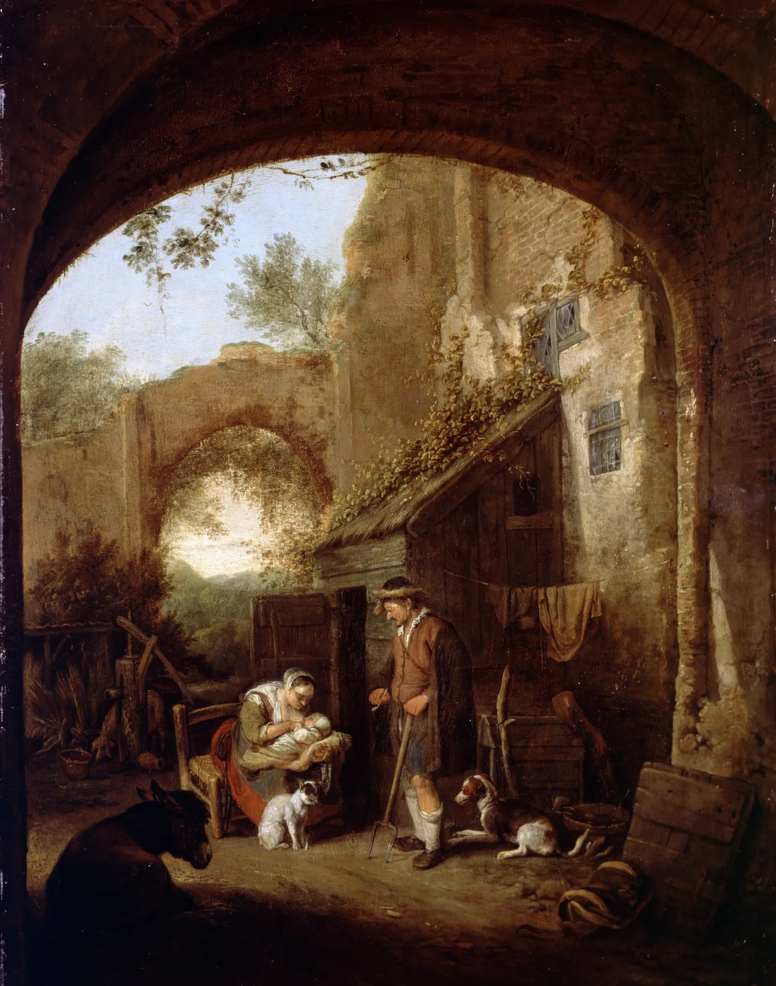 Figures in the Courtyard of an Old Building