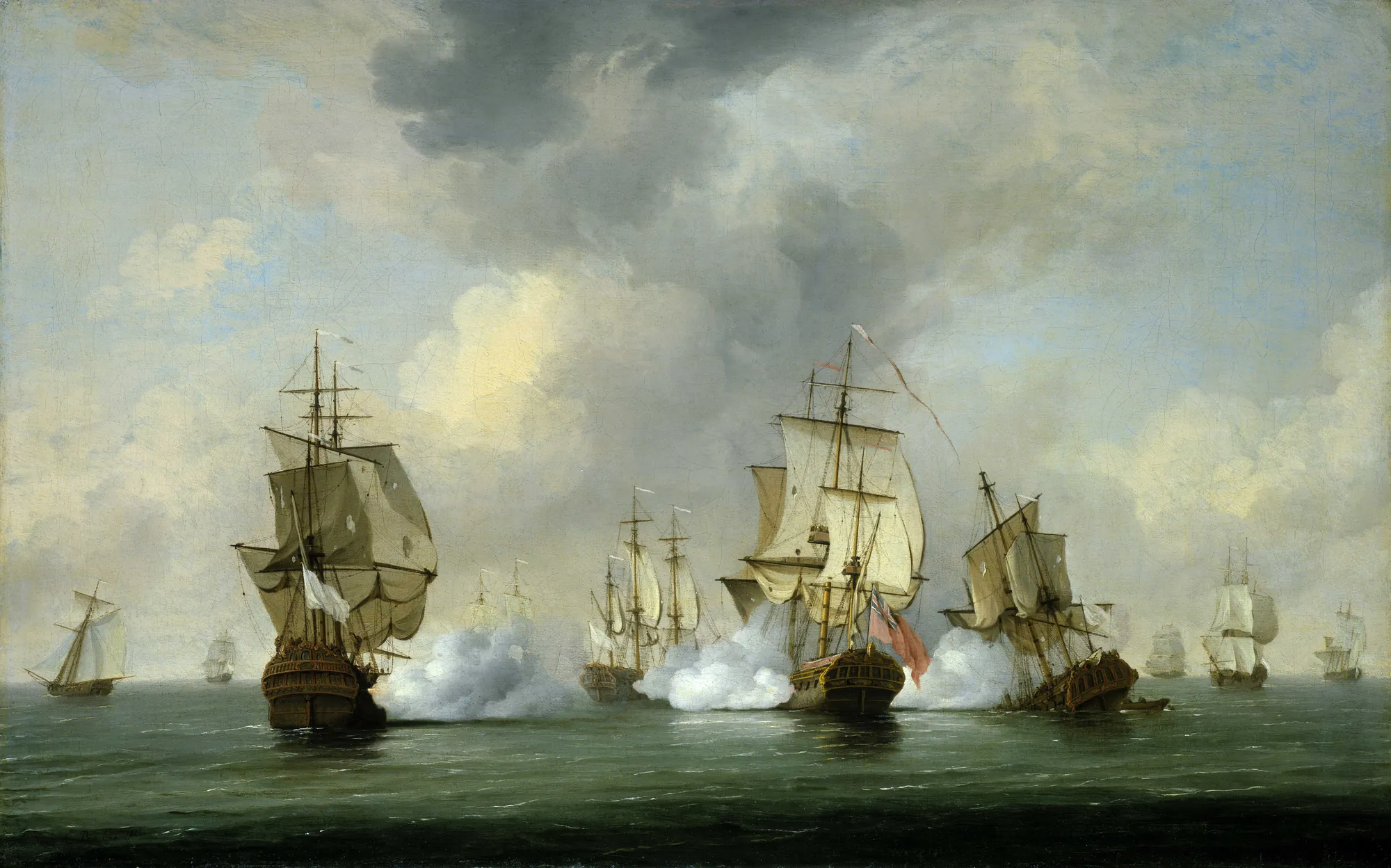 Commodore Walker's Action: the Privateer 'Boscawen' Engaging a Fleet of French Ships