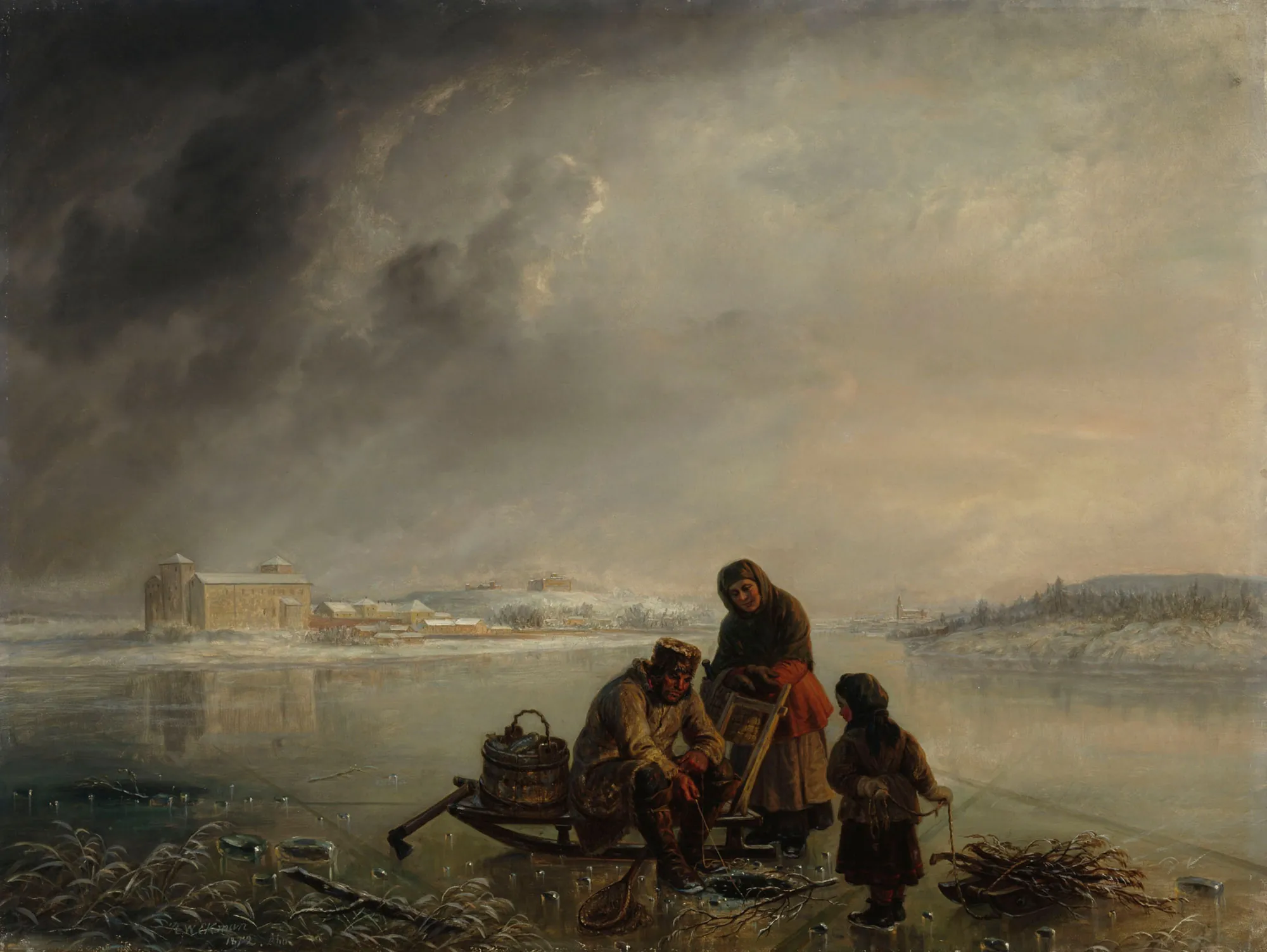 Winter Fishing in Front of Turku