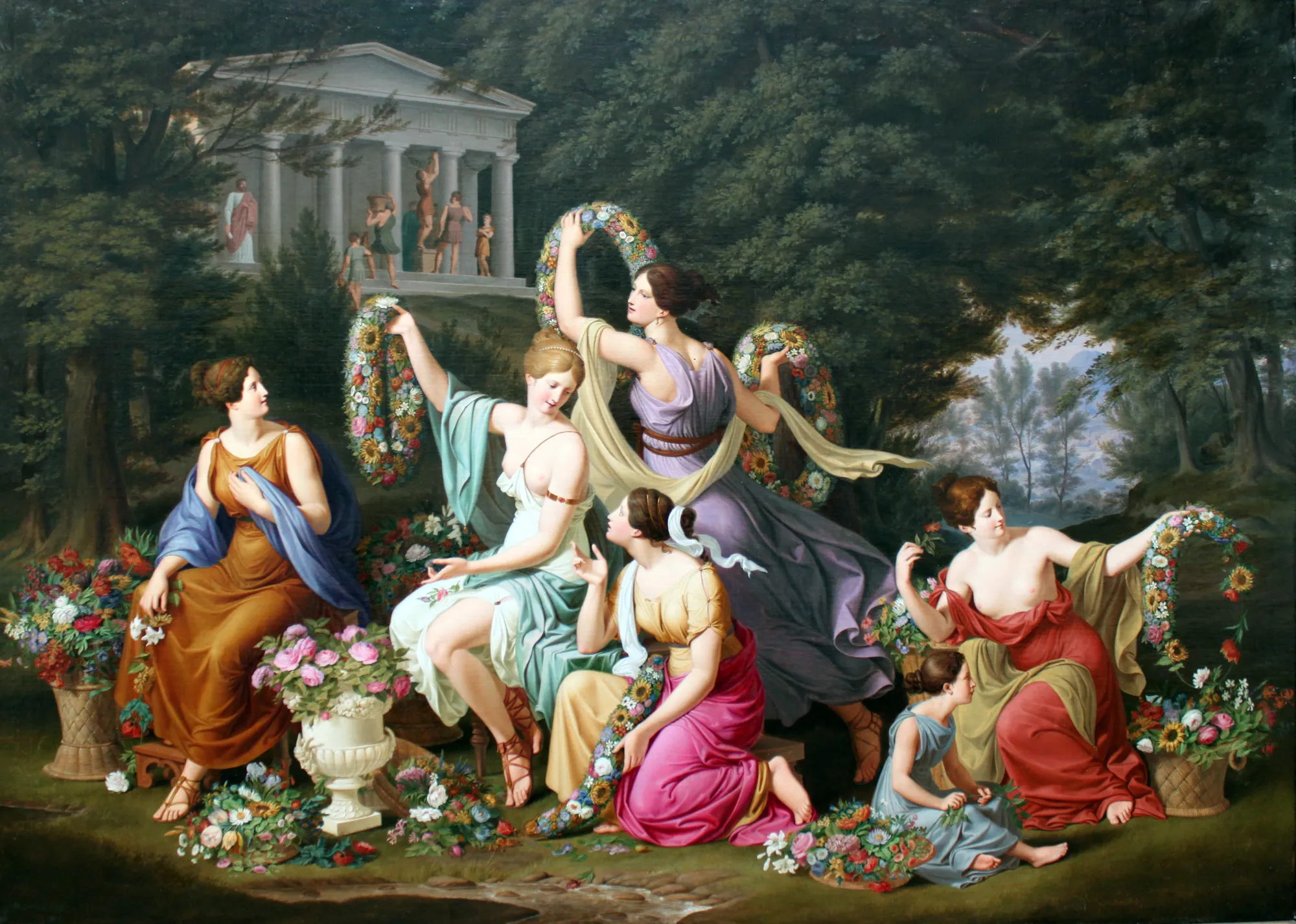 Women Braiding Wreaths