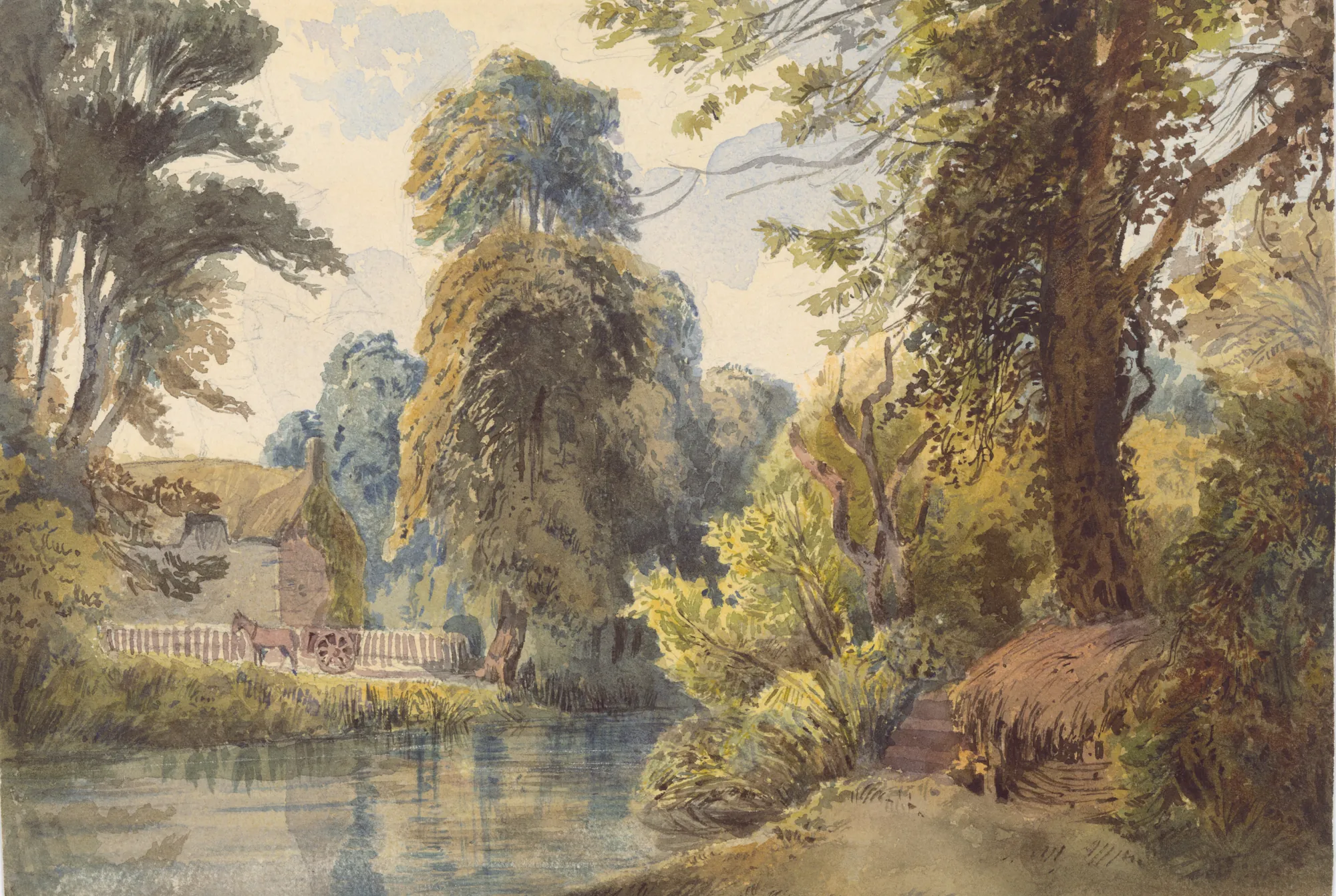 Swiss Park with a Pond and Carriage