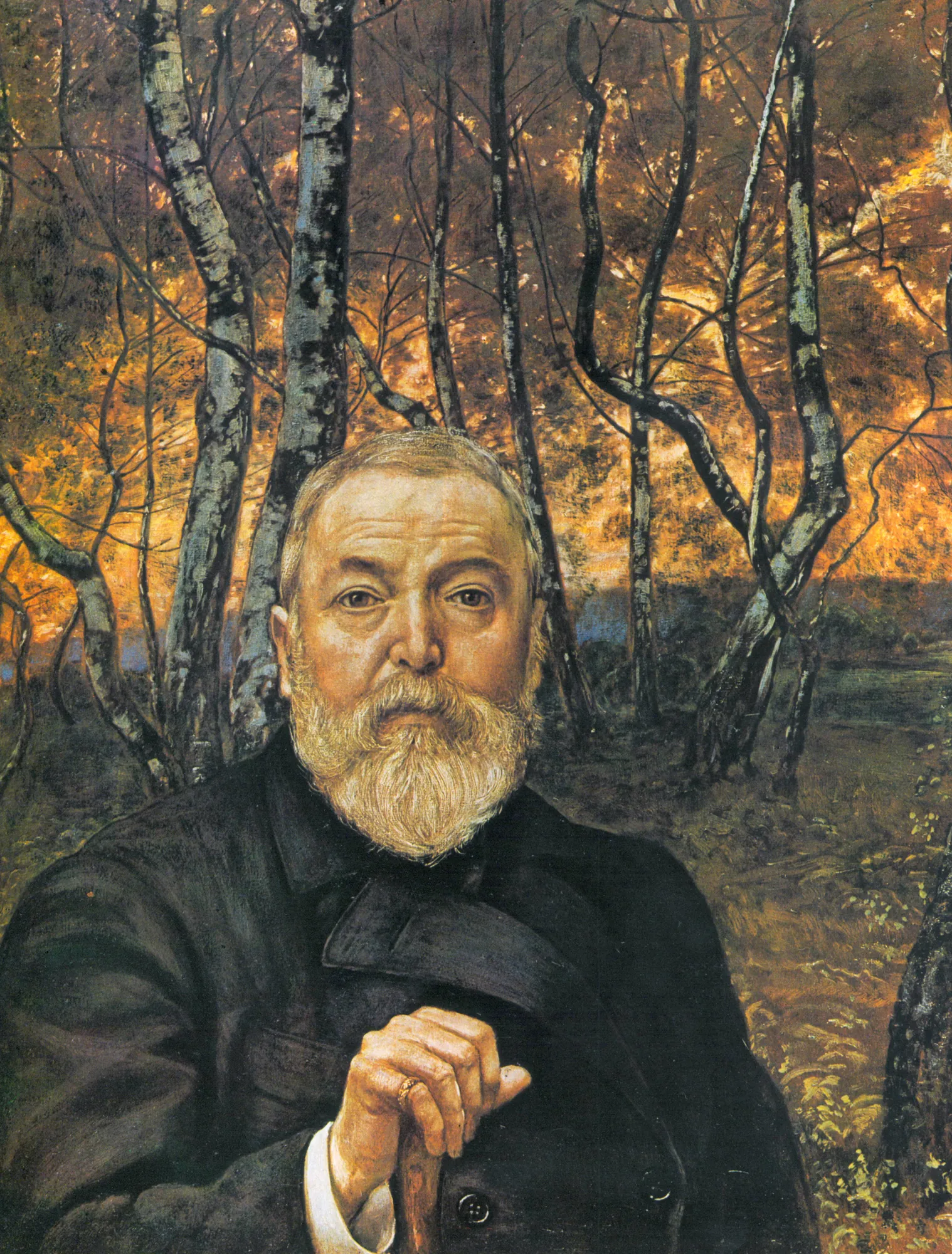 Self-Portrait in front of a Birch Forest