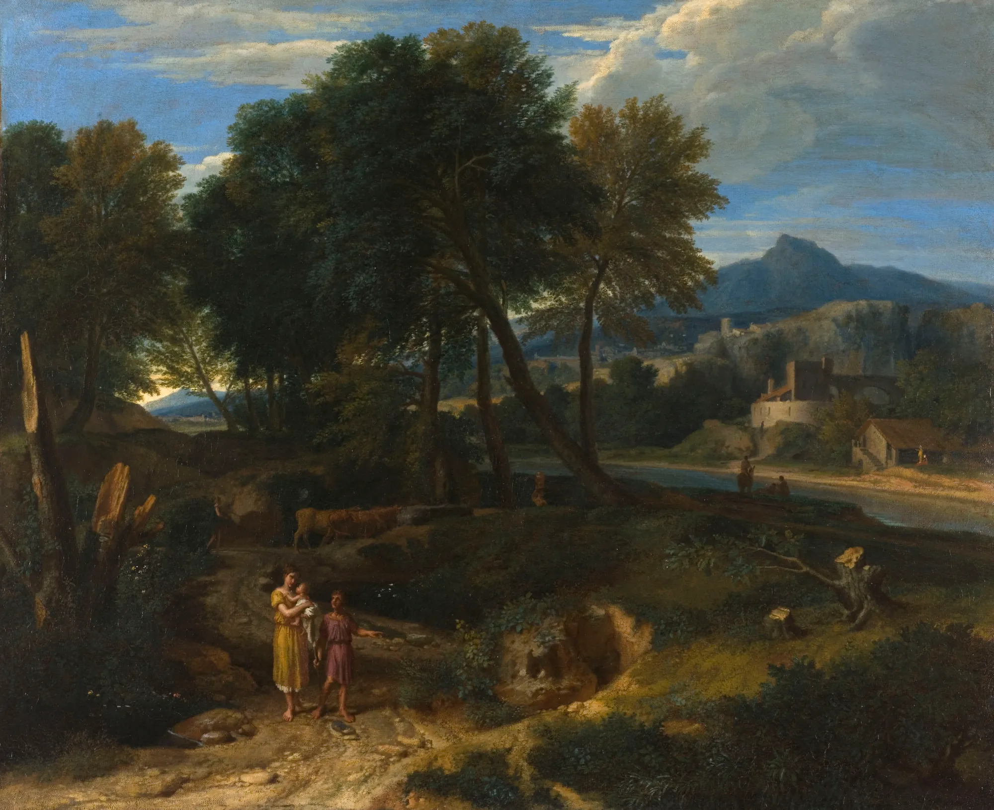 Pastoral Scene with a Young Shepherd and a Woman Holding a Child