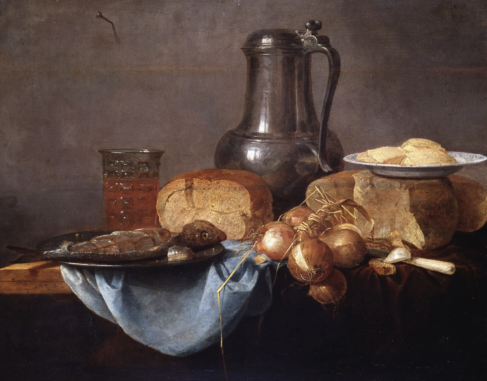 Still Life with Fish, Bread and Onions