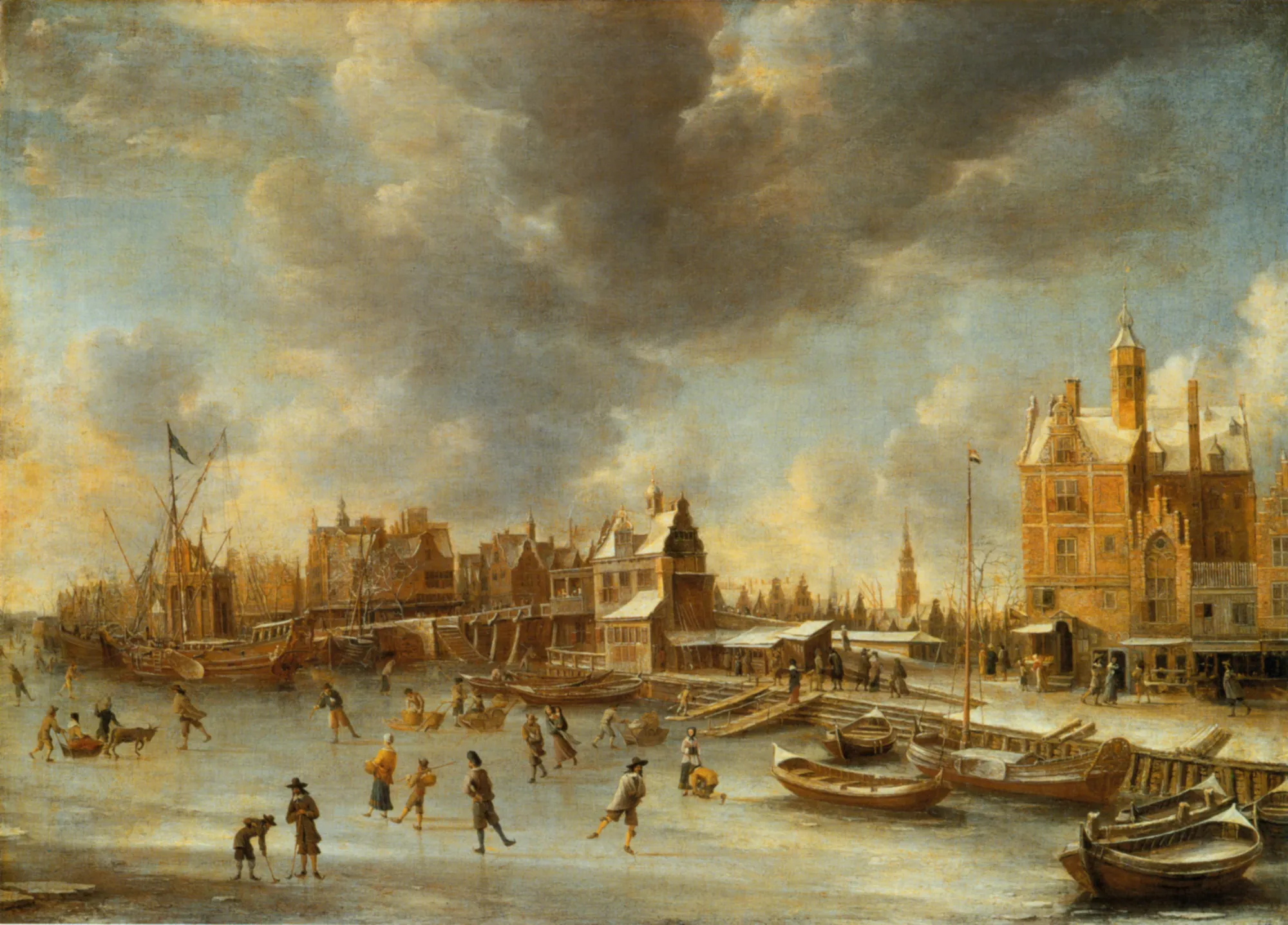 Skaters on the IJ in Amsterdam