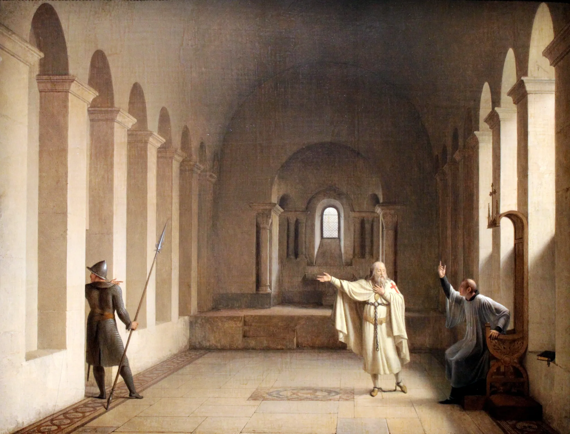 Jacques de Molay, Grand Maître des Templiers Jacques de Molay, Grand Maître des Templiers by François Fleury-Richard. Jacques de Molay, the last Grand Master of the Knights Templar, stands in chains within a grand vaulted medieval stone hall alongside a guard and a seated official.
