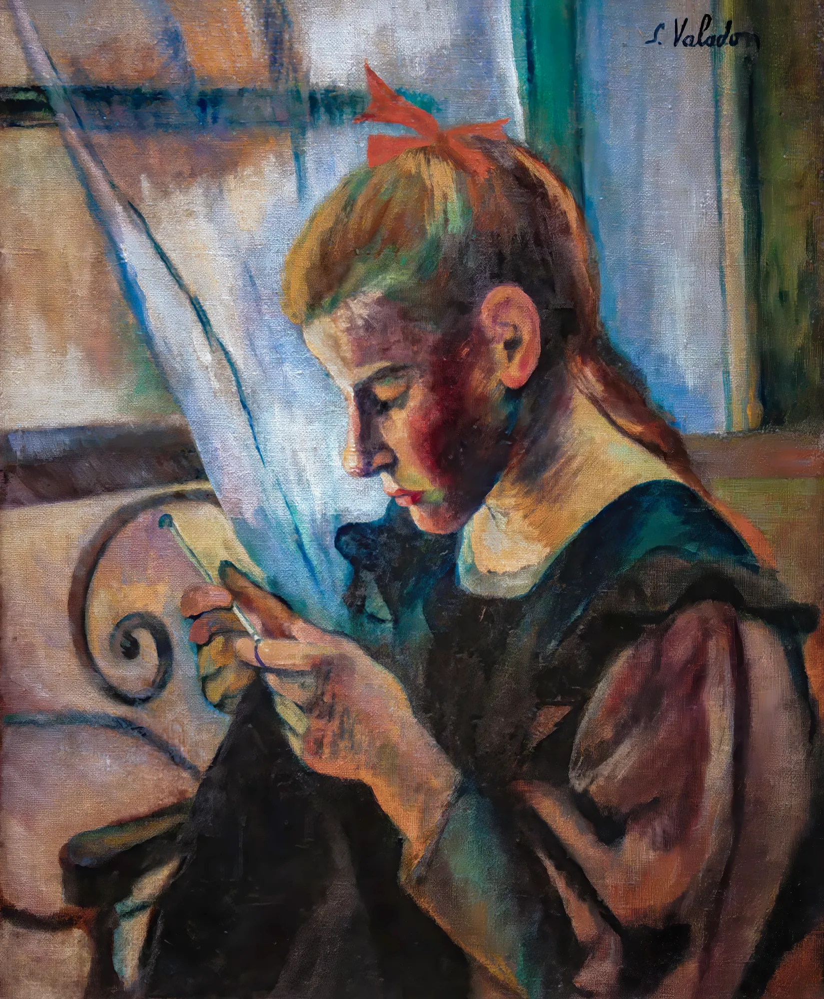 Young Girl Crocheting