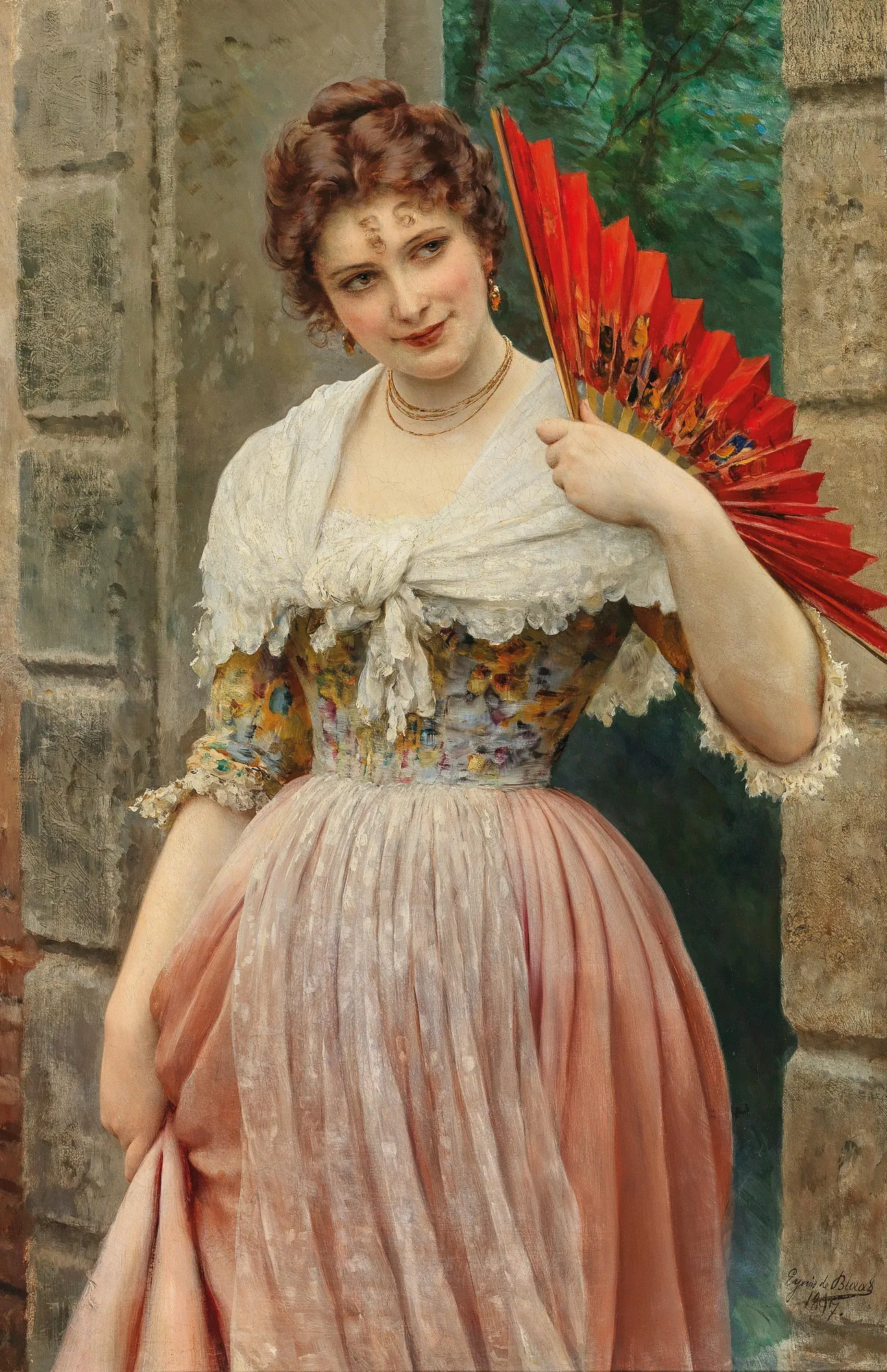 Young Lady with a Red Fan