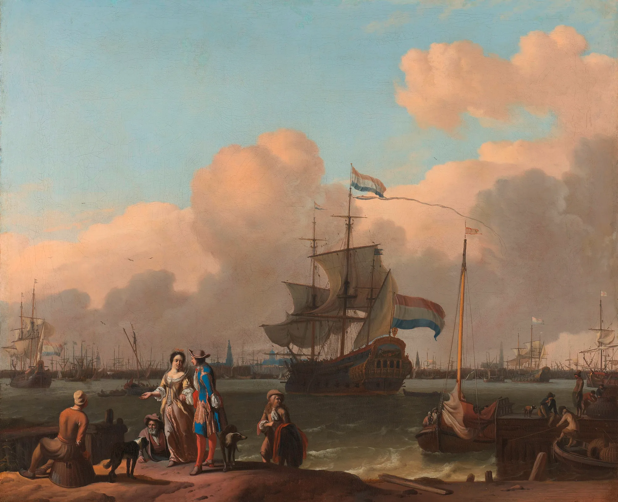 The IJ at Amsterdam with the Frigate 'De Ploeg'