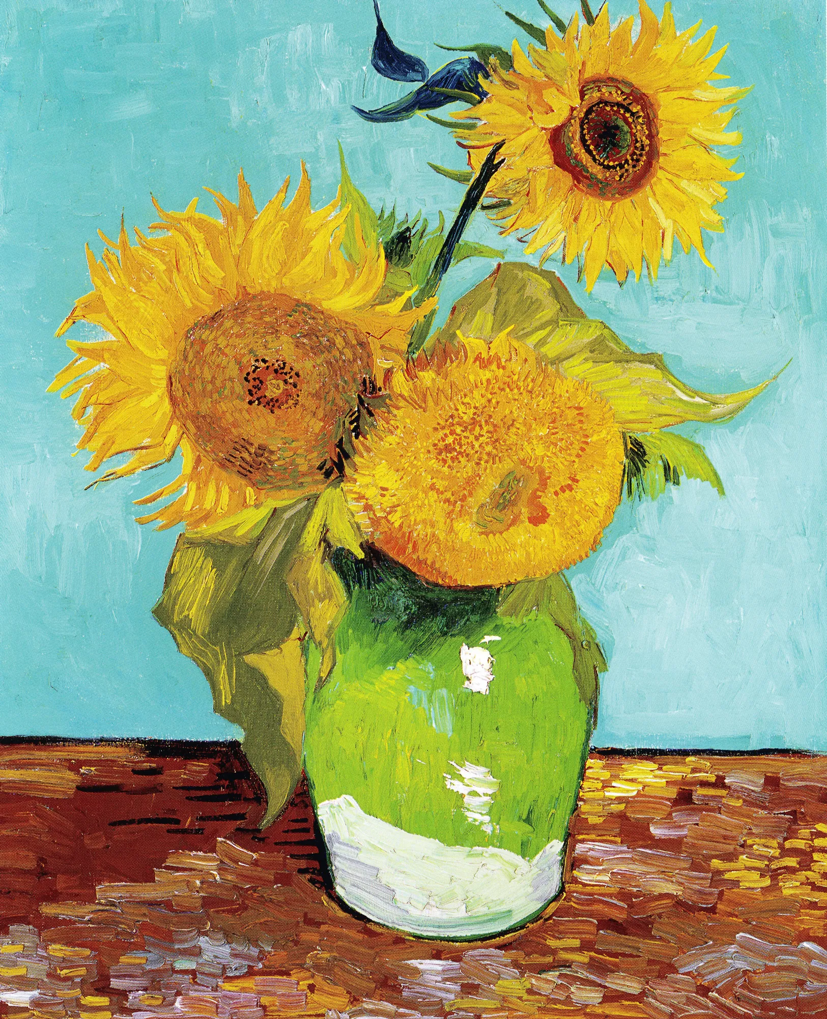 Three Sunflowers in a Vase