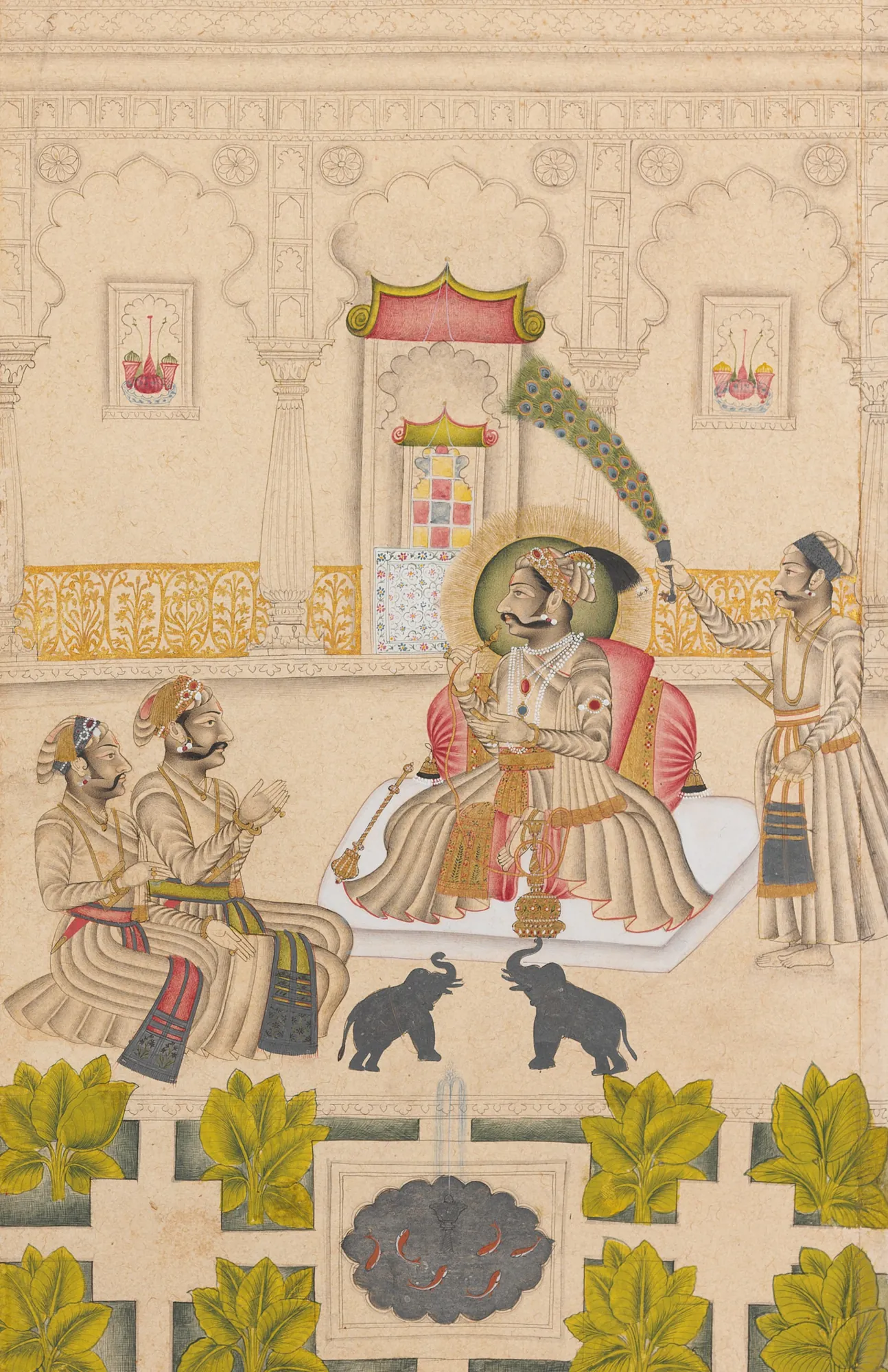 Maharana Amar Singh II Shown Two Silver Elephants