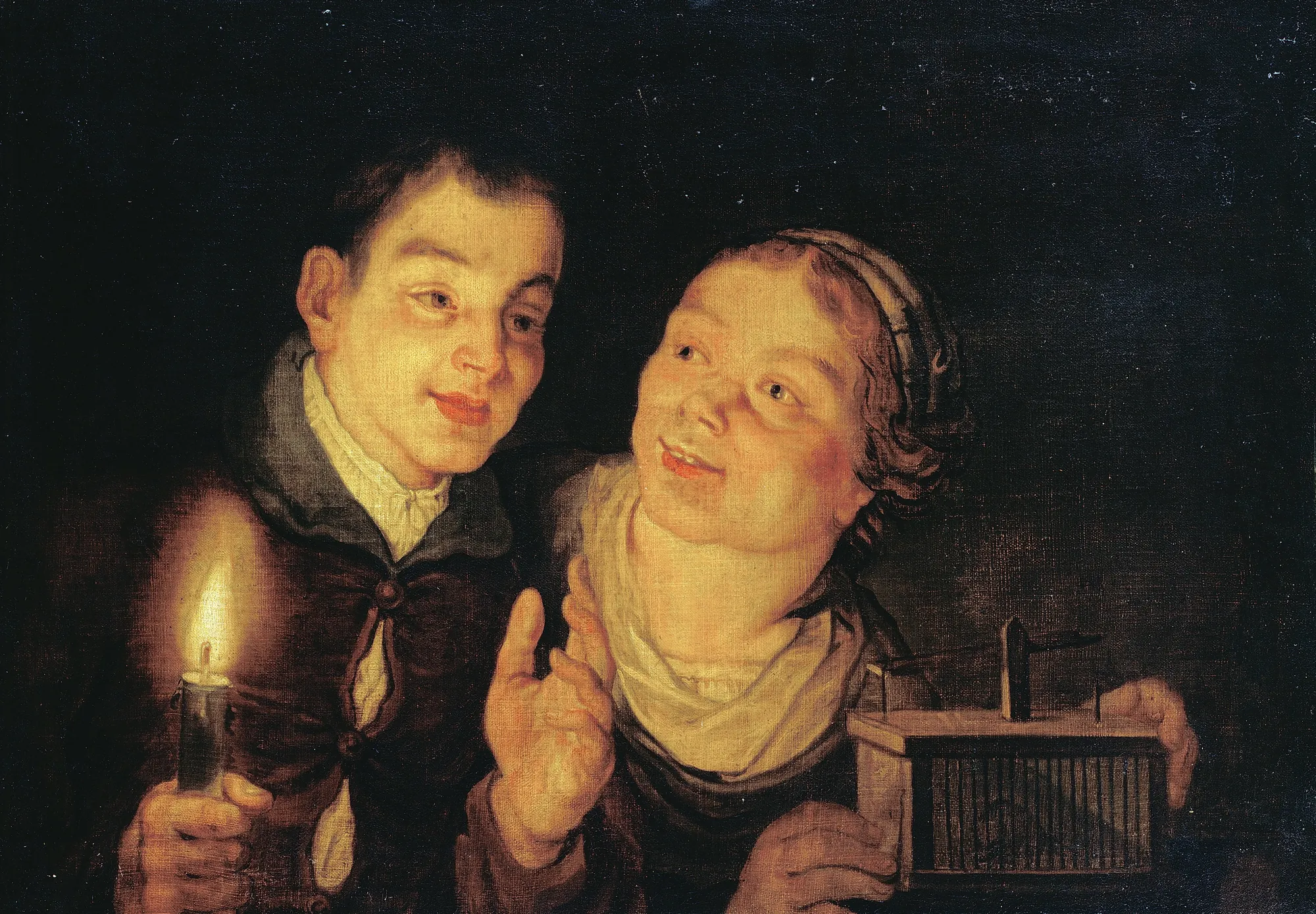 Boy with a Candle and Girl with a Mousetrap