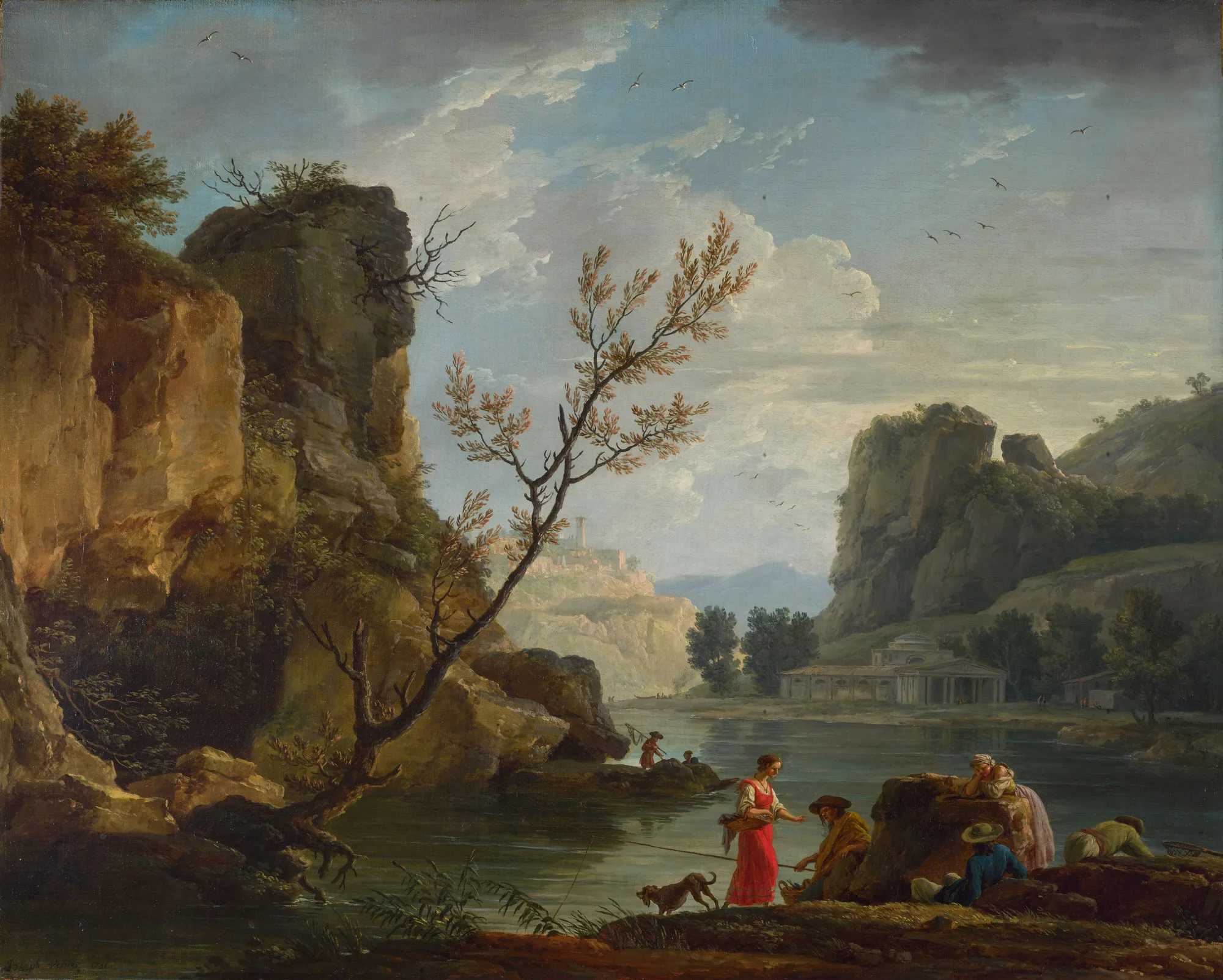 A River with Fishermen
