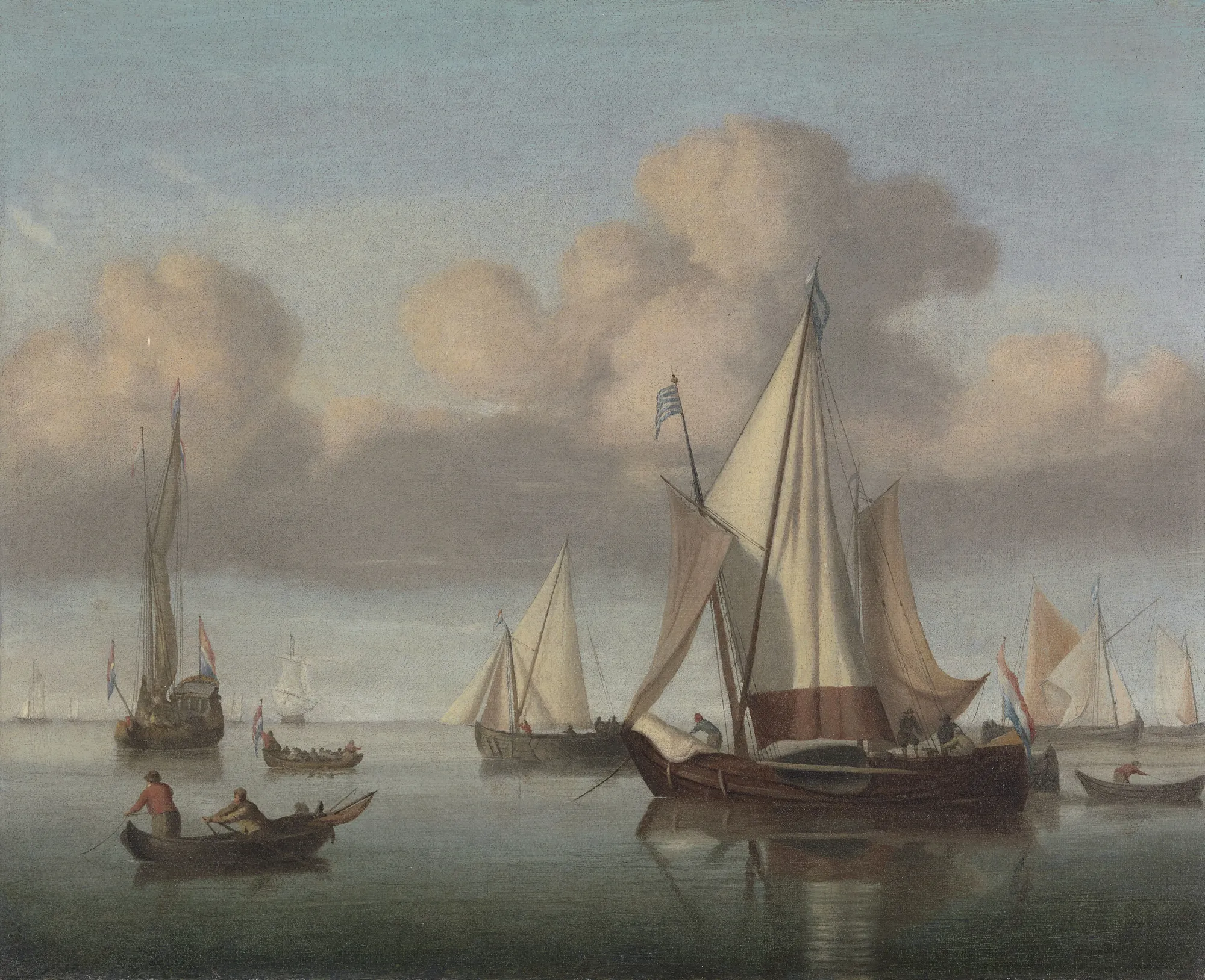 A Kaag at Anchor with a State Yacht and Other Vessels