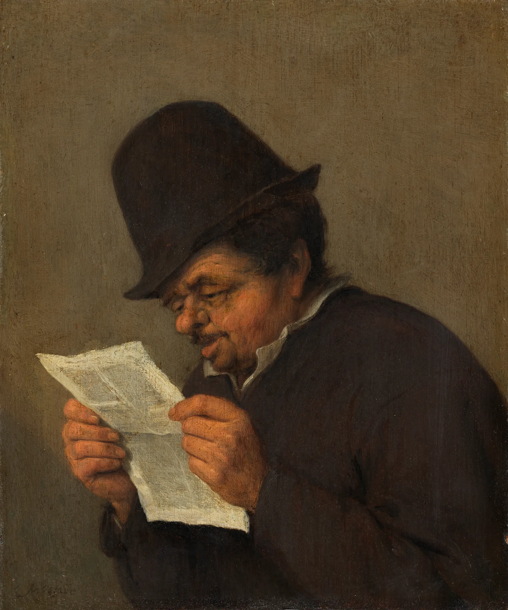 Old Peasant Reading a Paper