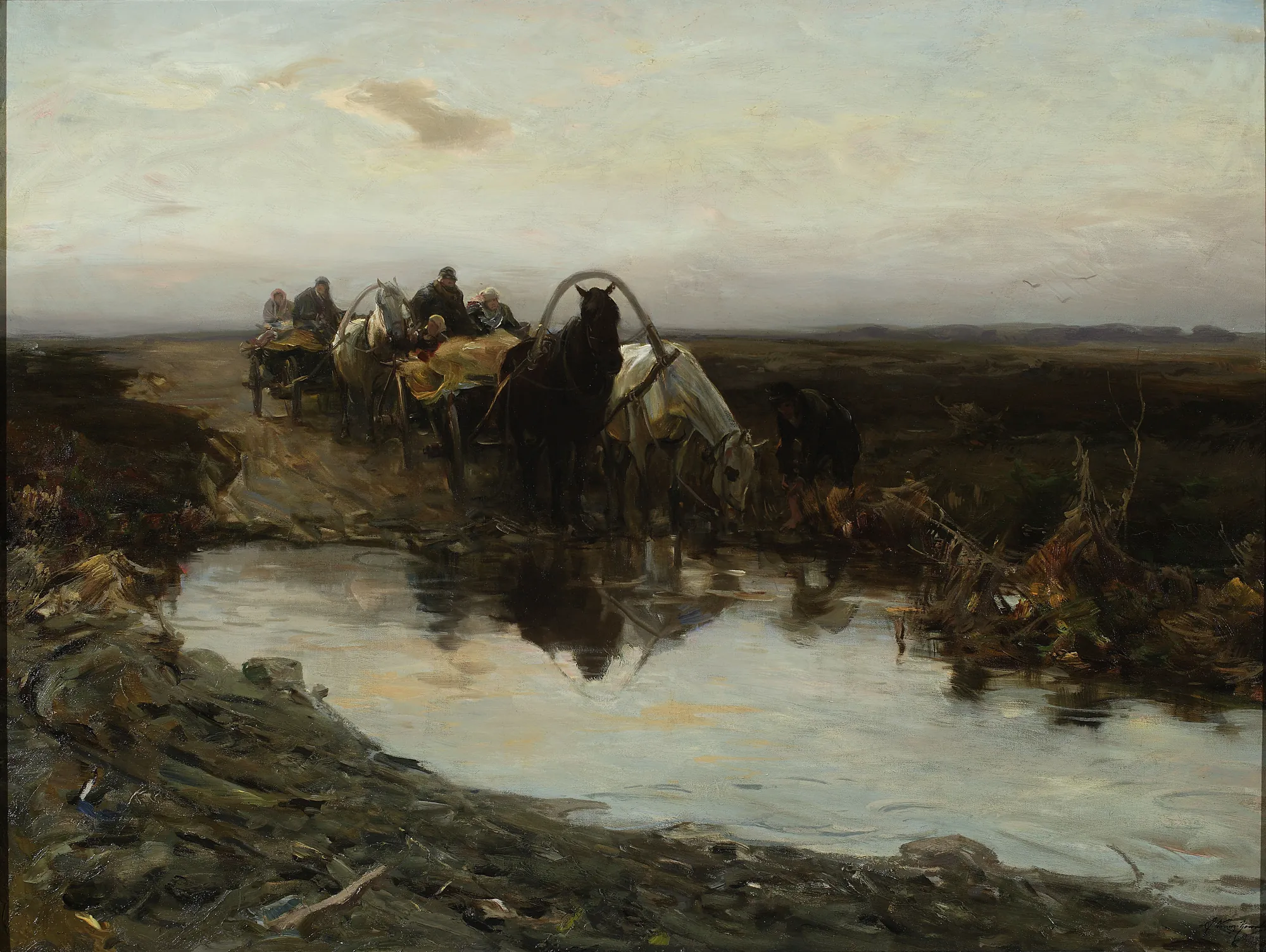 Peasant Carts in Front of a Puddle