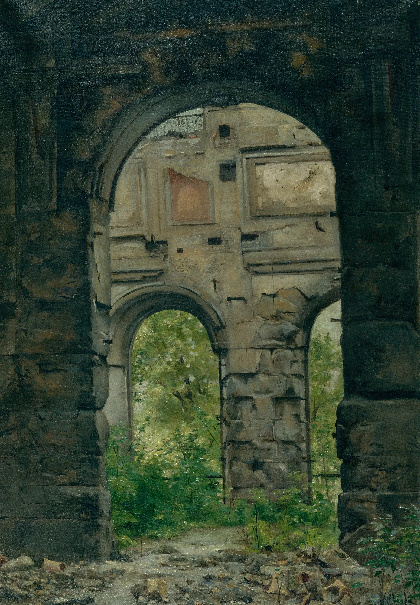 Vue intérieure des ruines de l'ancienne Cour des comptes