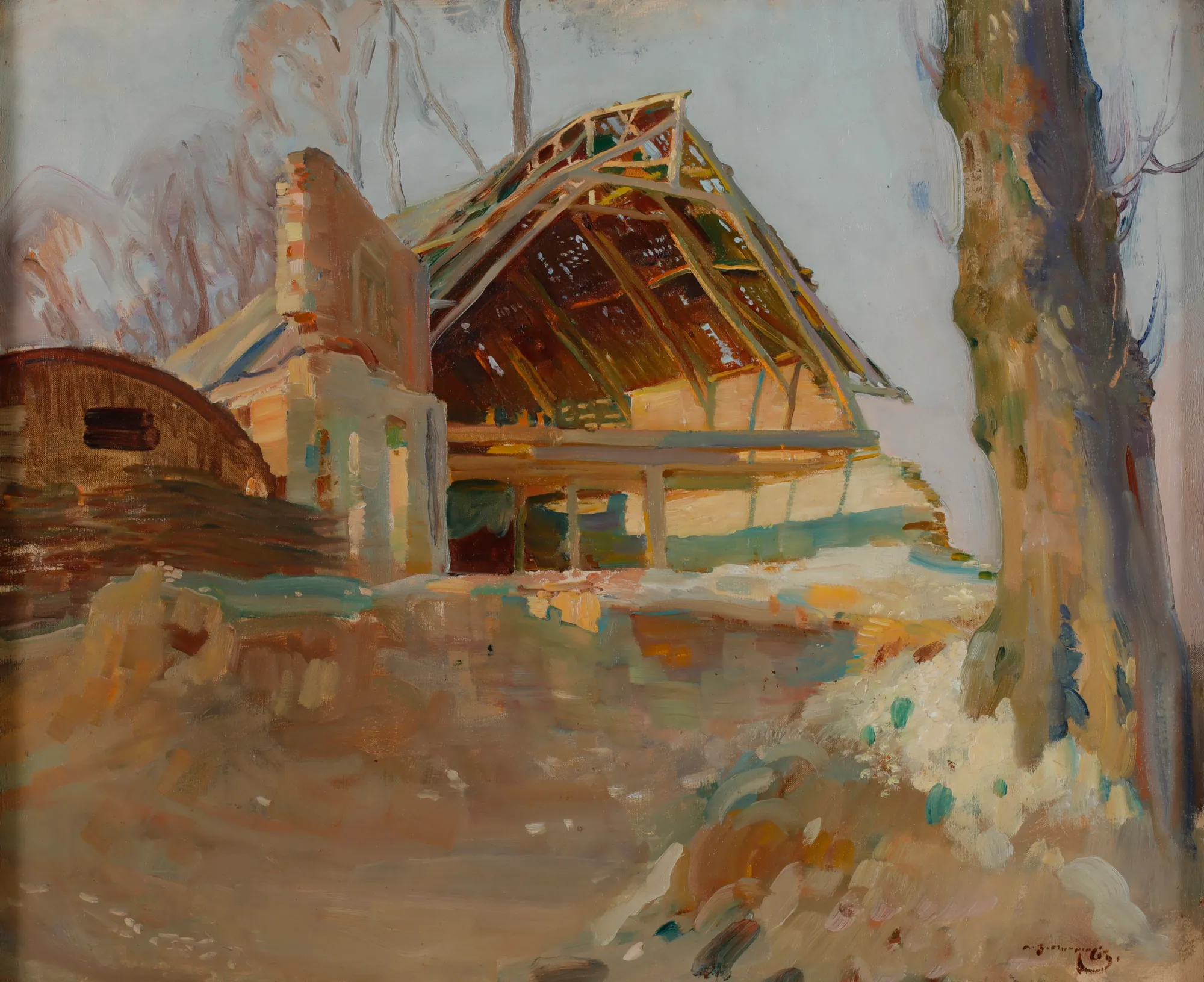 Ruined Barn at Ennemain Near Athies