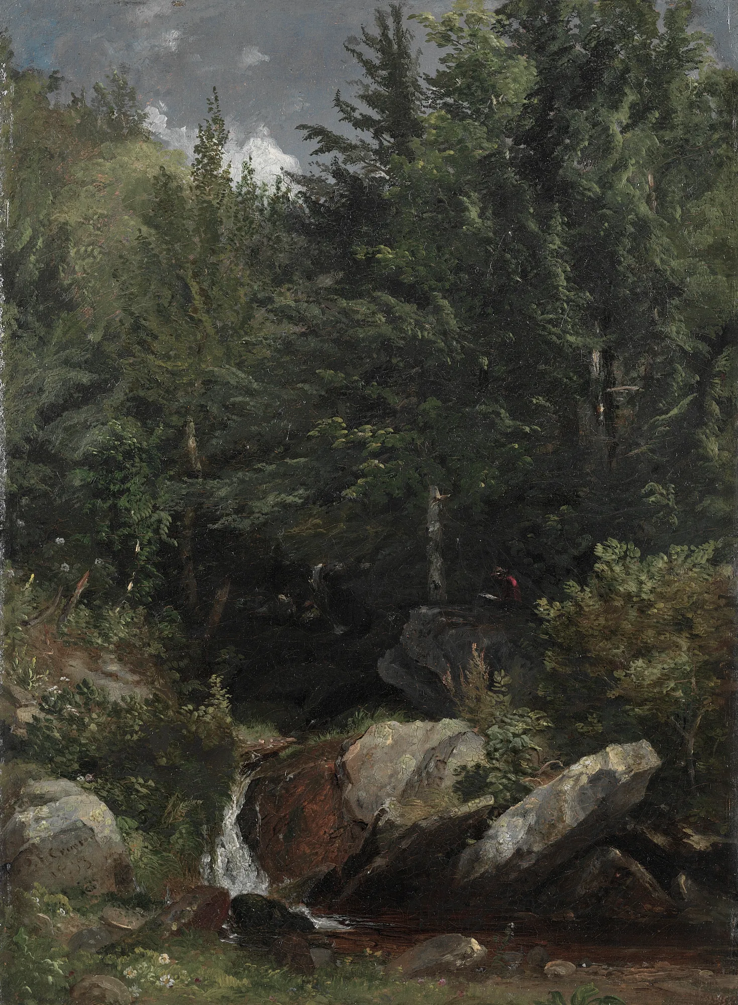 Trees and a Stream on a Hillside