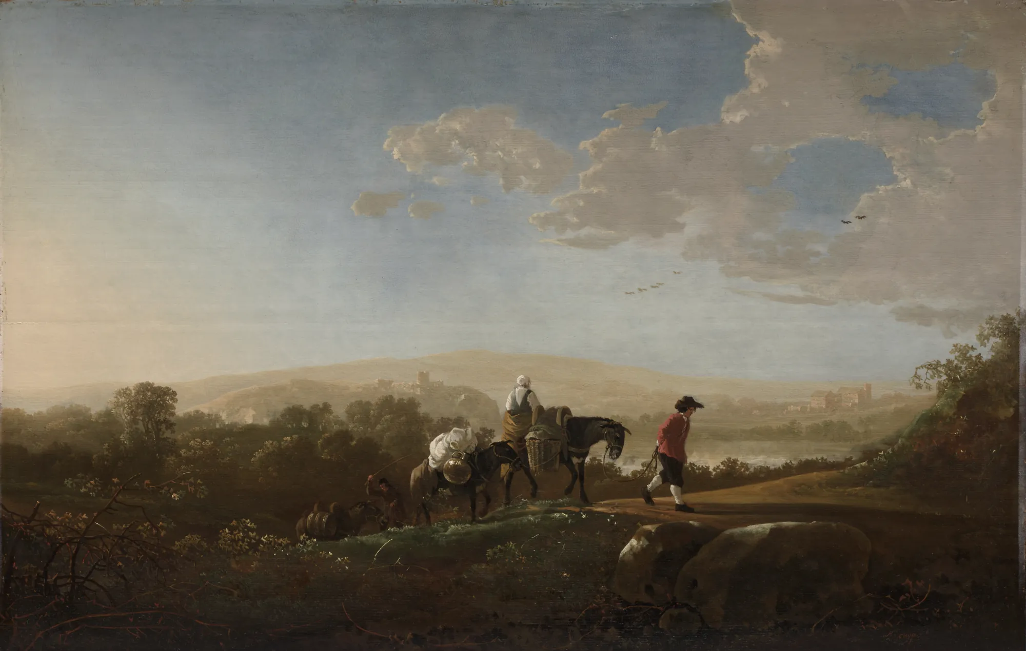 Travellers in Hilly Countryside