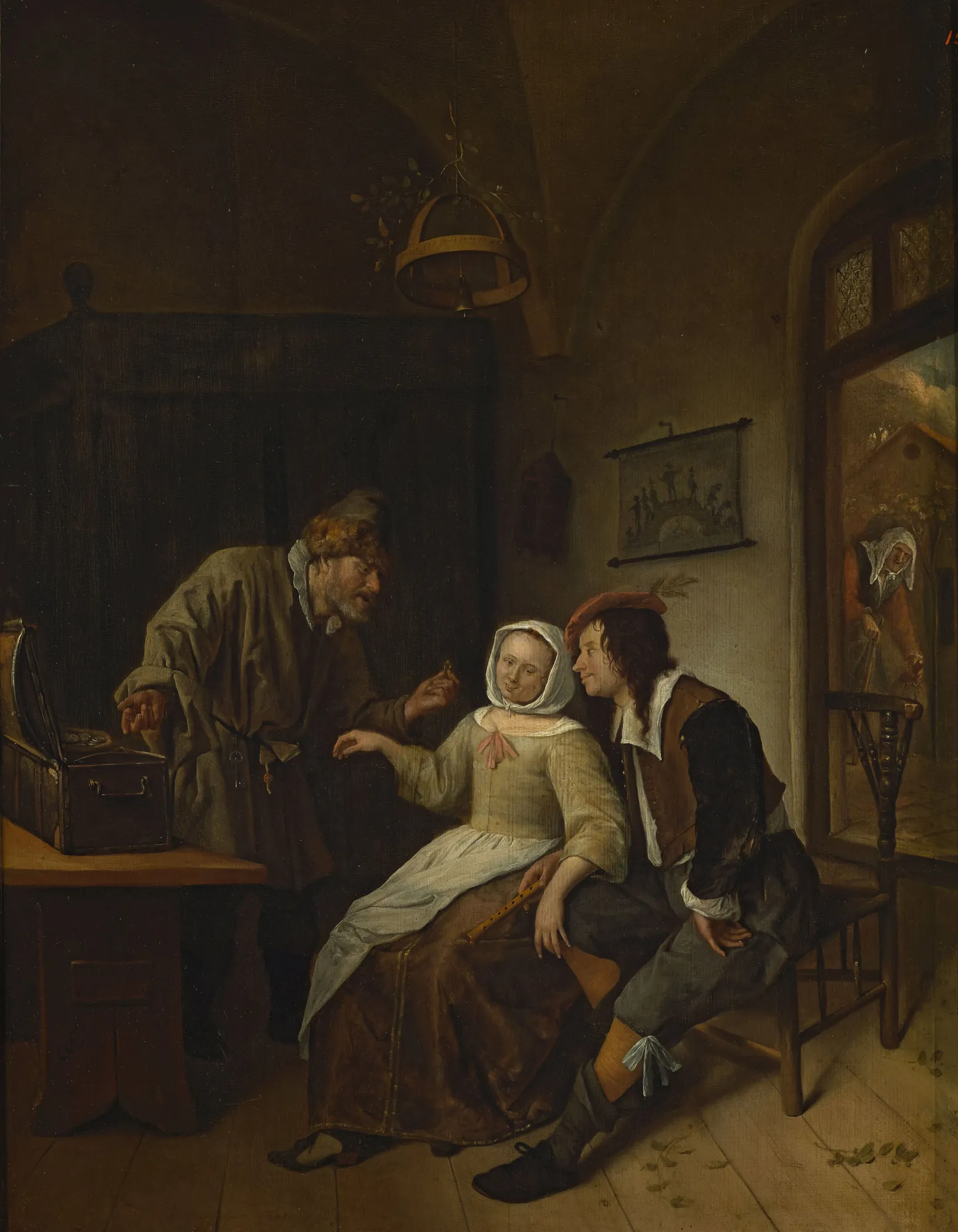 The Choice between Youth and Wealth The Choice between Youth and Wealth by Jan Steen. A 17th-century genre painting showing a young woman in an interior, seated between an older man offering a box of gold and a younger man holding her hand.