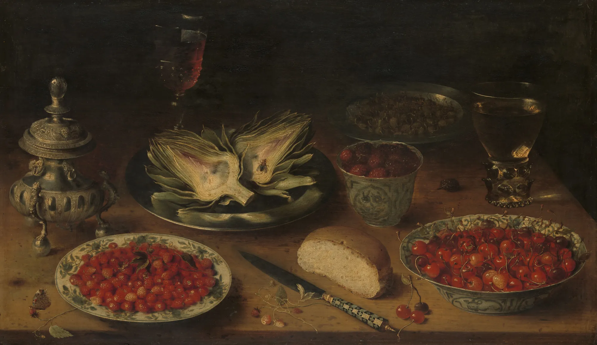 Still Life with Chinese Porcelain, Berries, and Artichokes