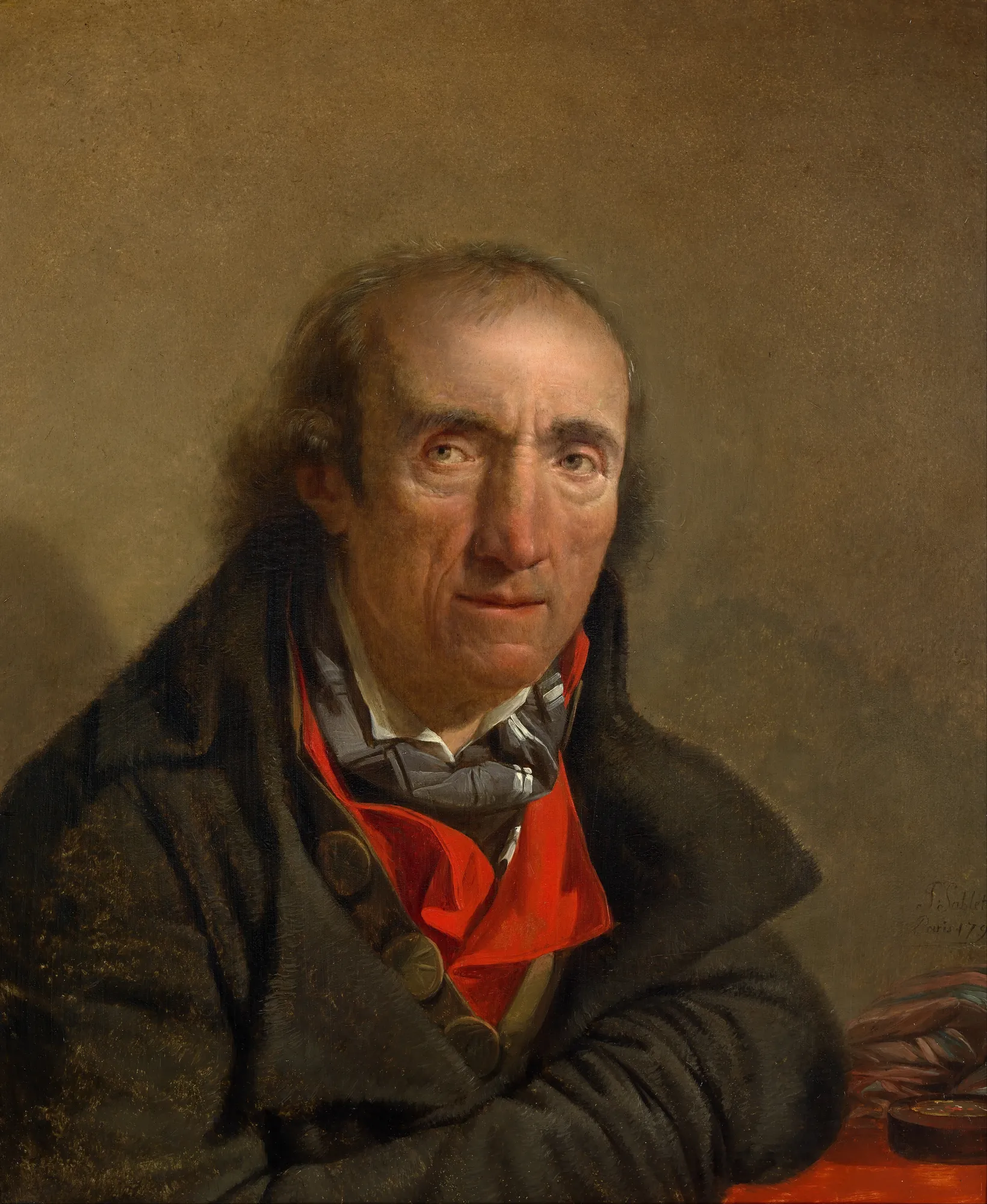 Daniel Kervégan, Mayor of Nantes Daniel Kervégan, Mayor of Nantes by François Sablet. A close-up portrait of an elderly man with a weathered face, wearing a dark heavy coat and a vibrant red neckerchief.