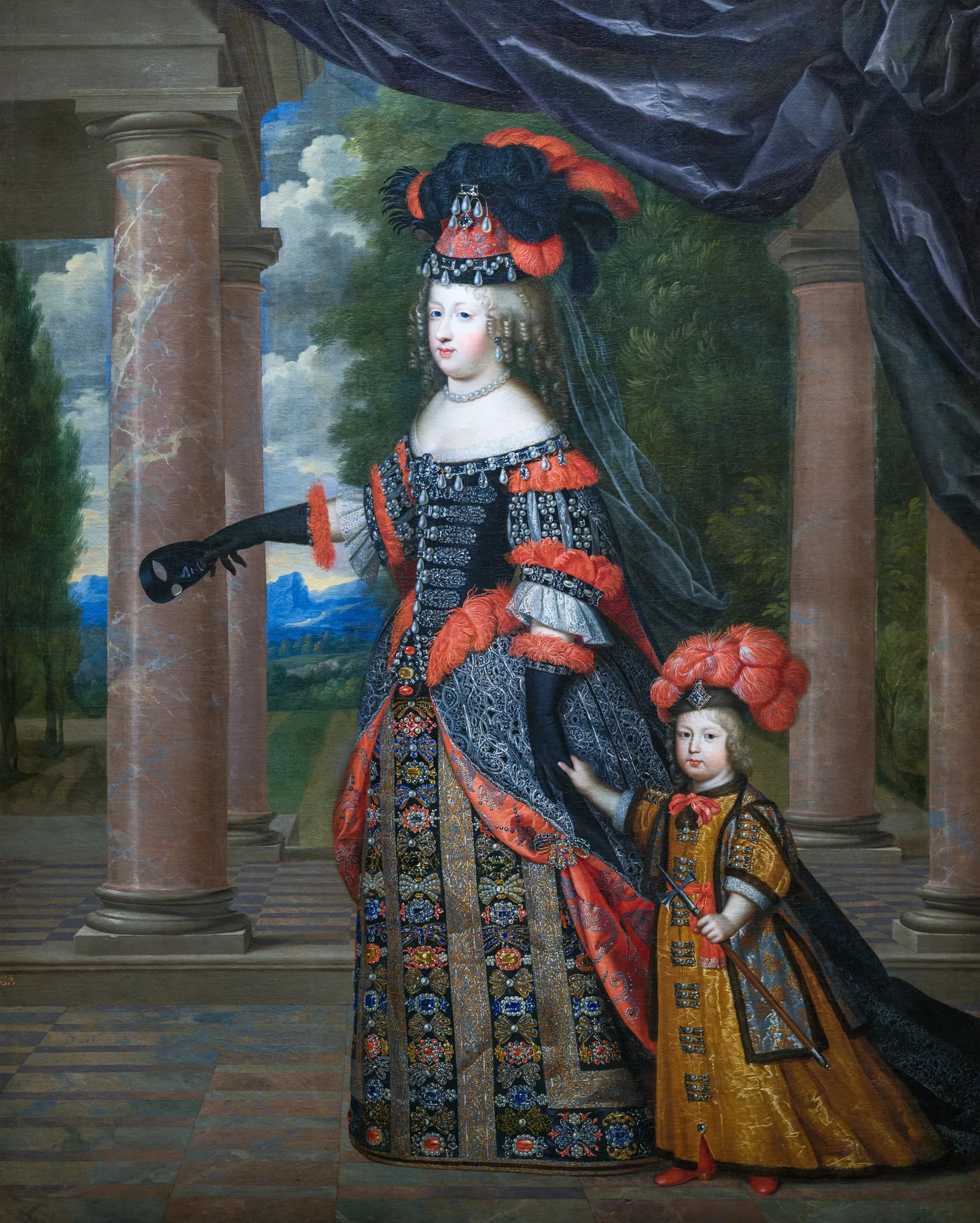 Portrait of Maria Theresa of Spain and Her Son in Polish Costume