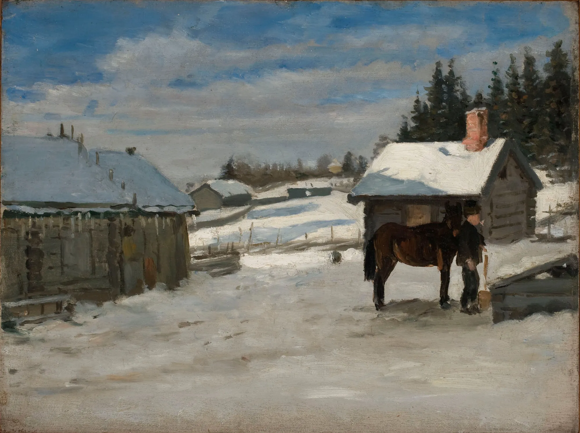 Watering the Horse, Winter Scene
