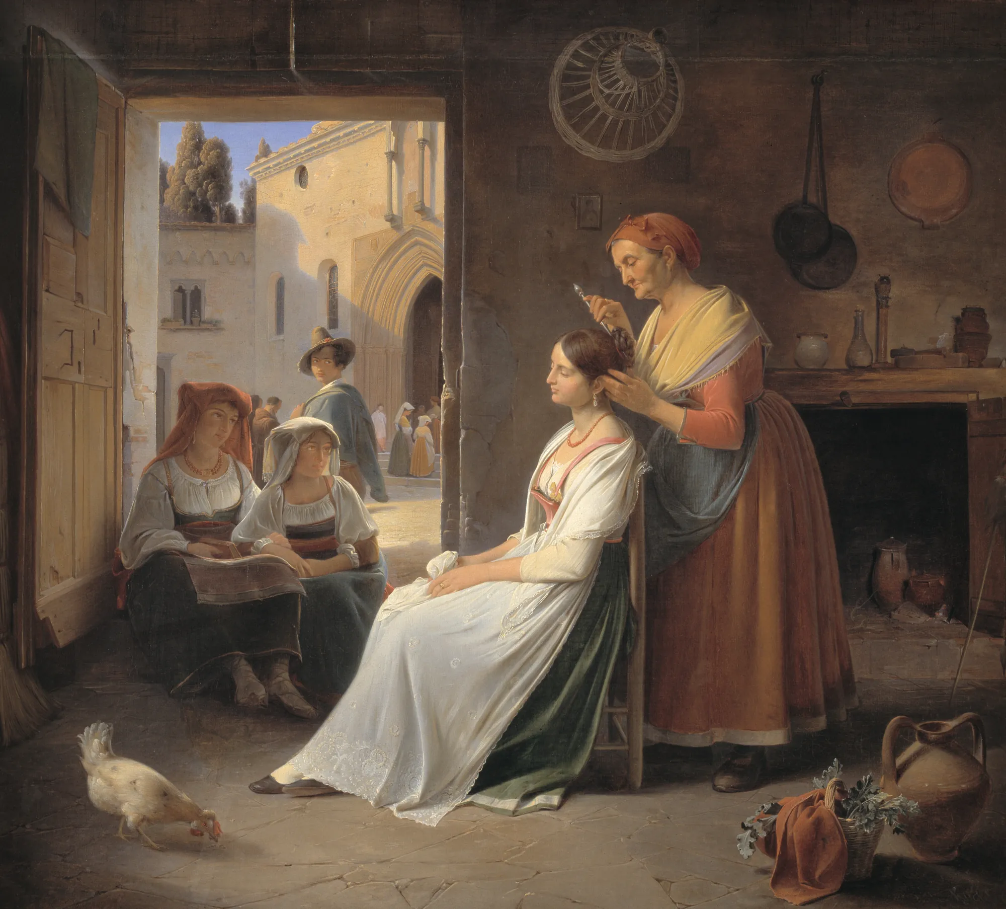 A Young Italian Woman Adorned by her Mother