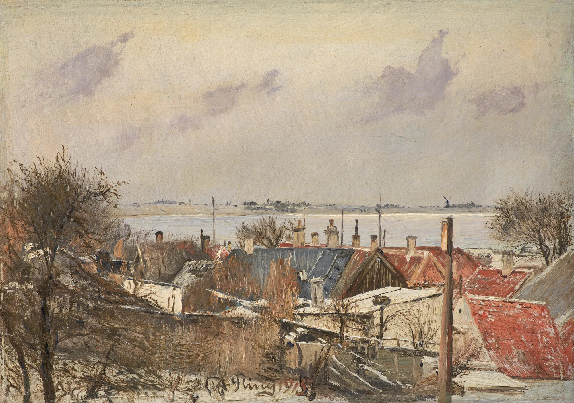 View over Sankt Jørgensbjerg and Roskilde Fjord, Winter Day