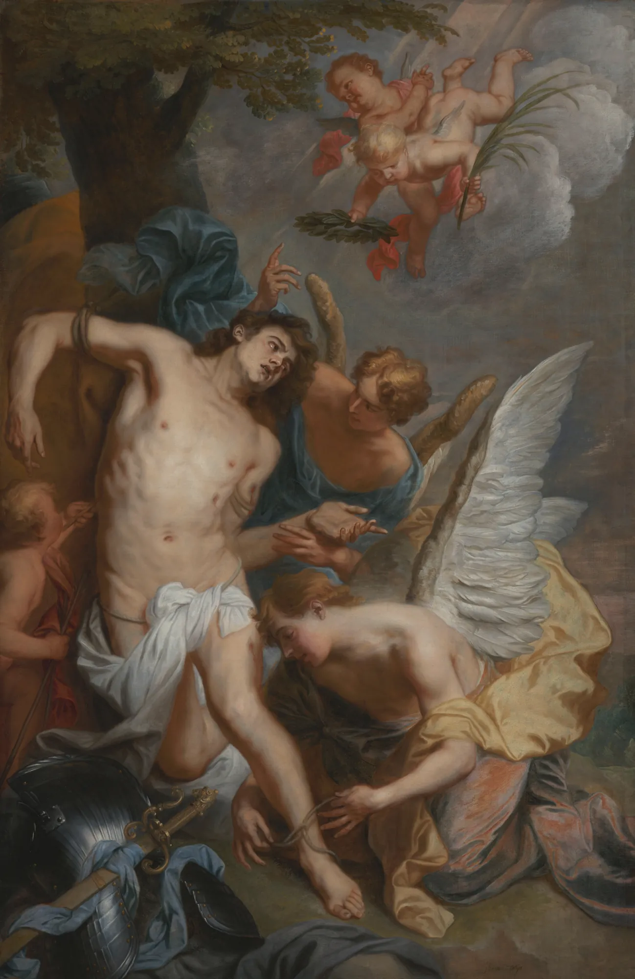 Saint Sebastian Comforted by Angels