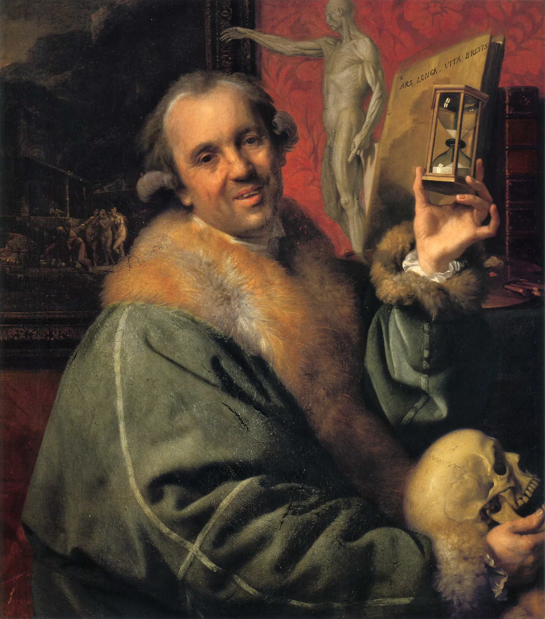 Self-Portrait with Hourglass and Skull