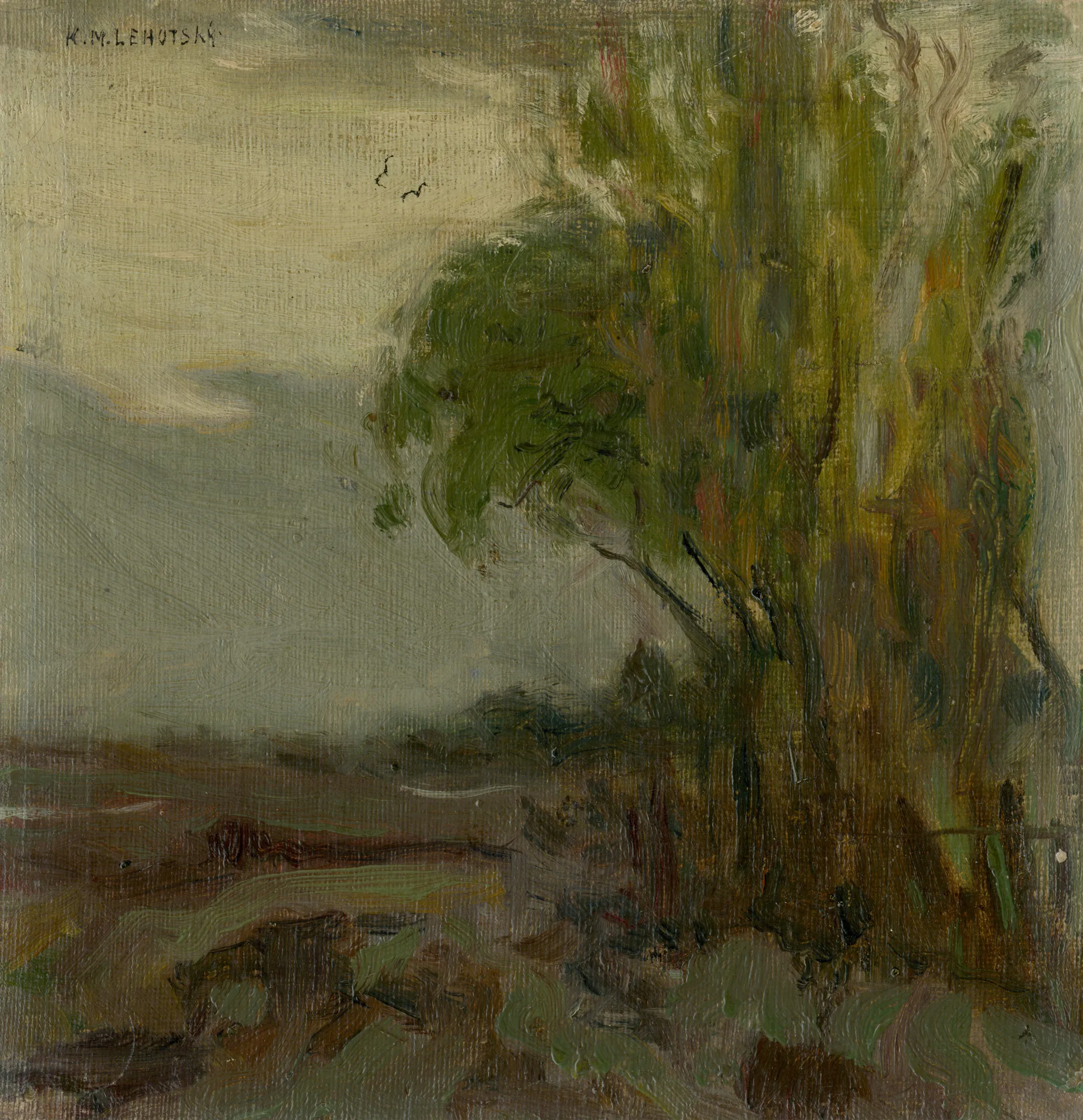Sketch of a Landscape with a Tree in the Foreground