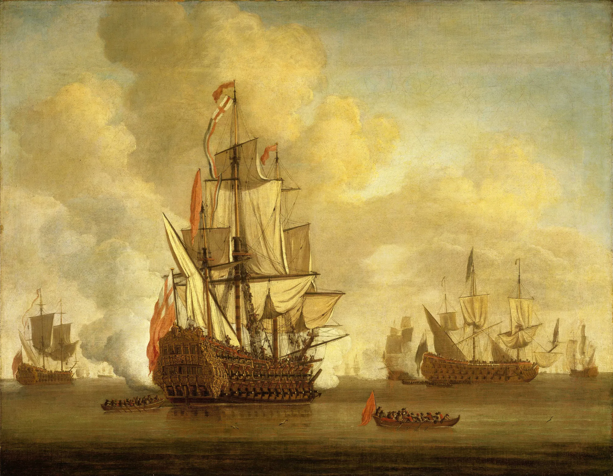 Calm: An English Two-Decker Firing a Salute