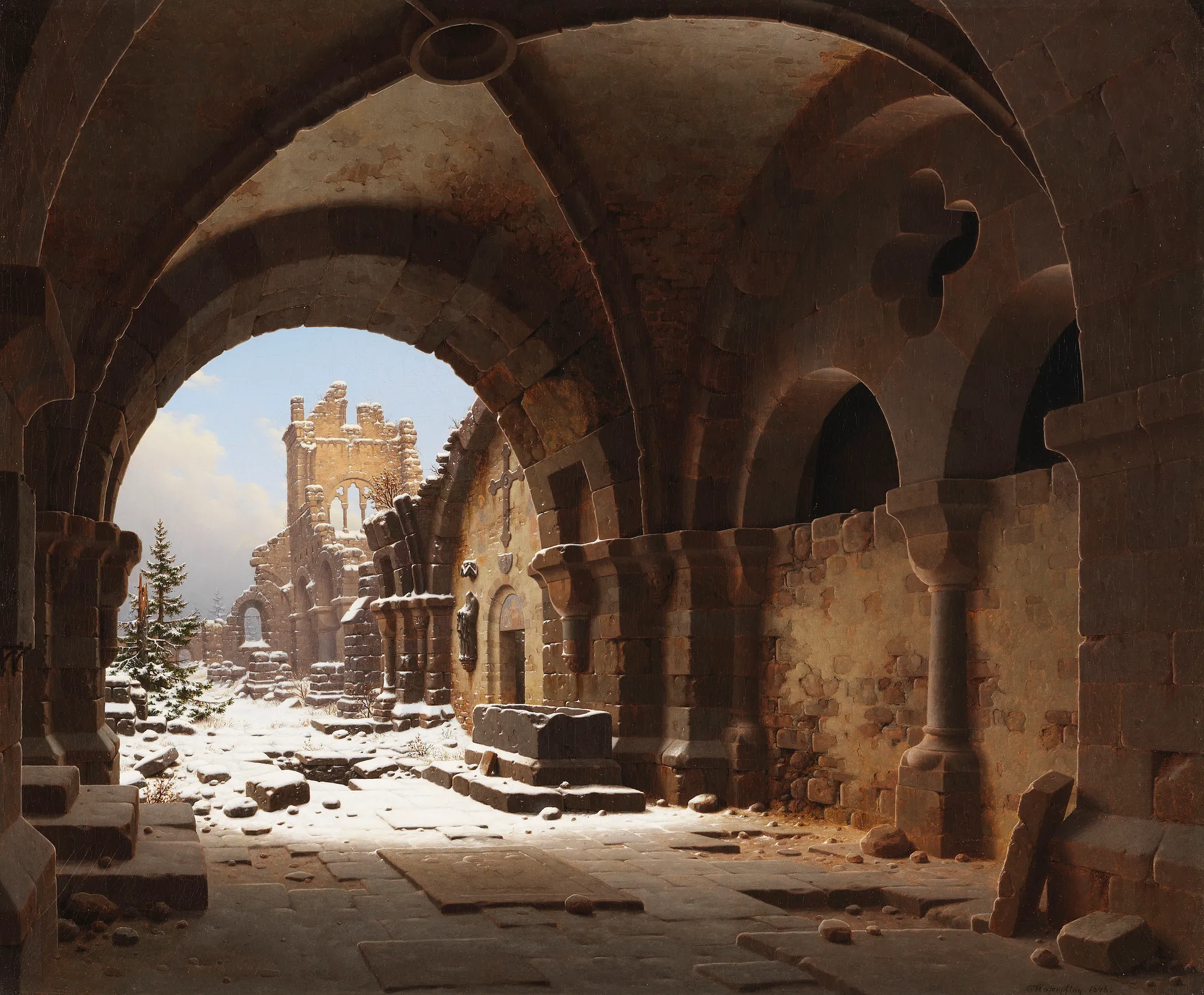 View of the Church Ruins in Winter