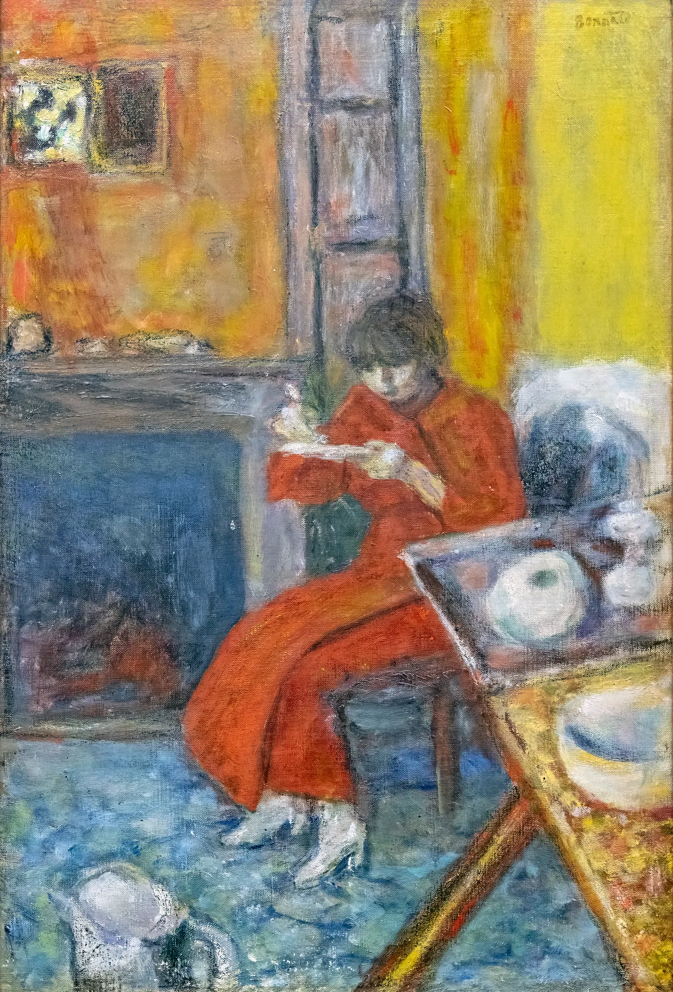 Femme au peignoir rouge