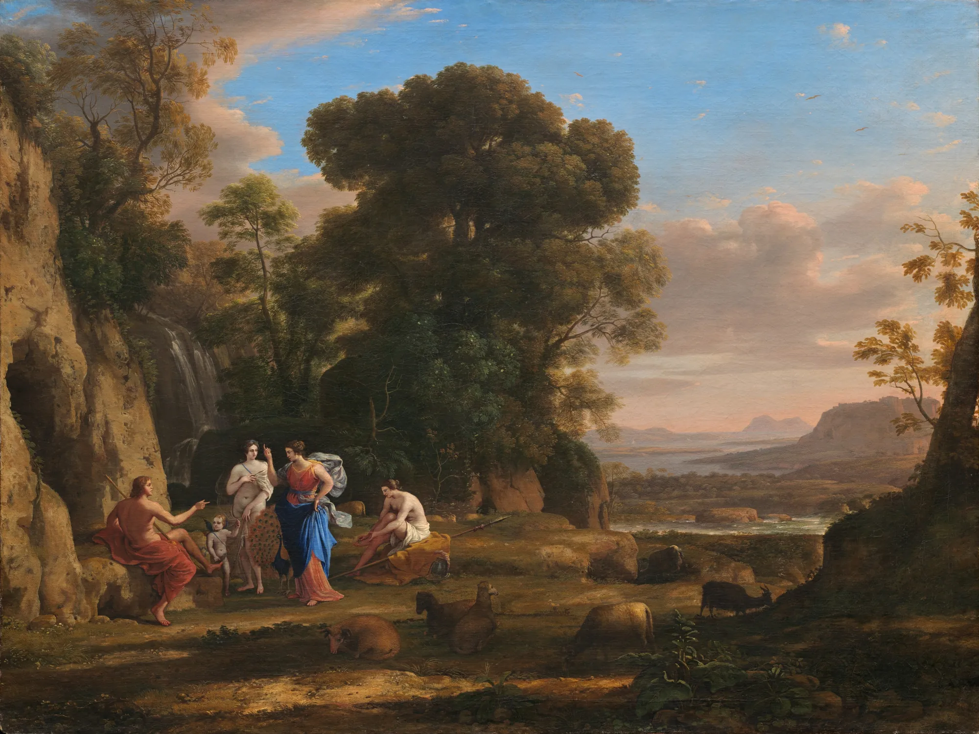 The Judgment of Paris The Judgment of Paris by Claude Lorrain. A group of mythological figures, including Paris and three goddesses, gathered in a lush, luminous landscape with a distant vista.