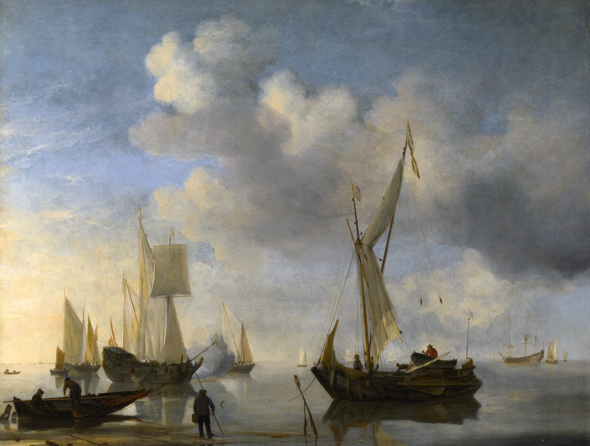 Dutch Vessels Lying Inshore in a Calm, One Saluting