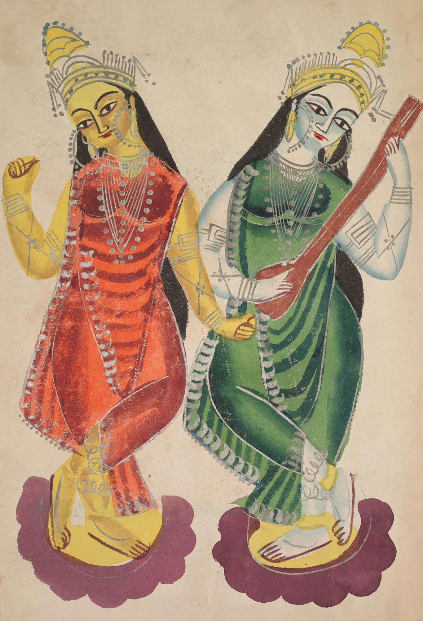 Goddesses Lakshmi and Sarasvati