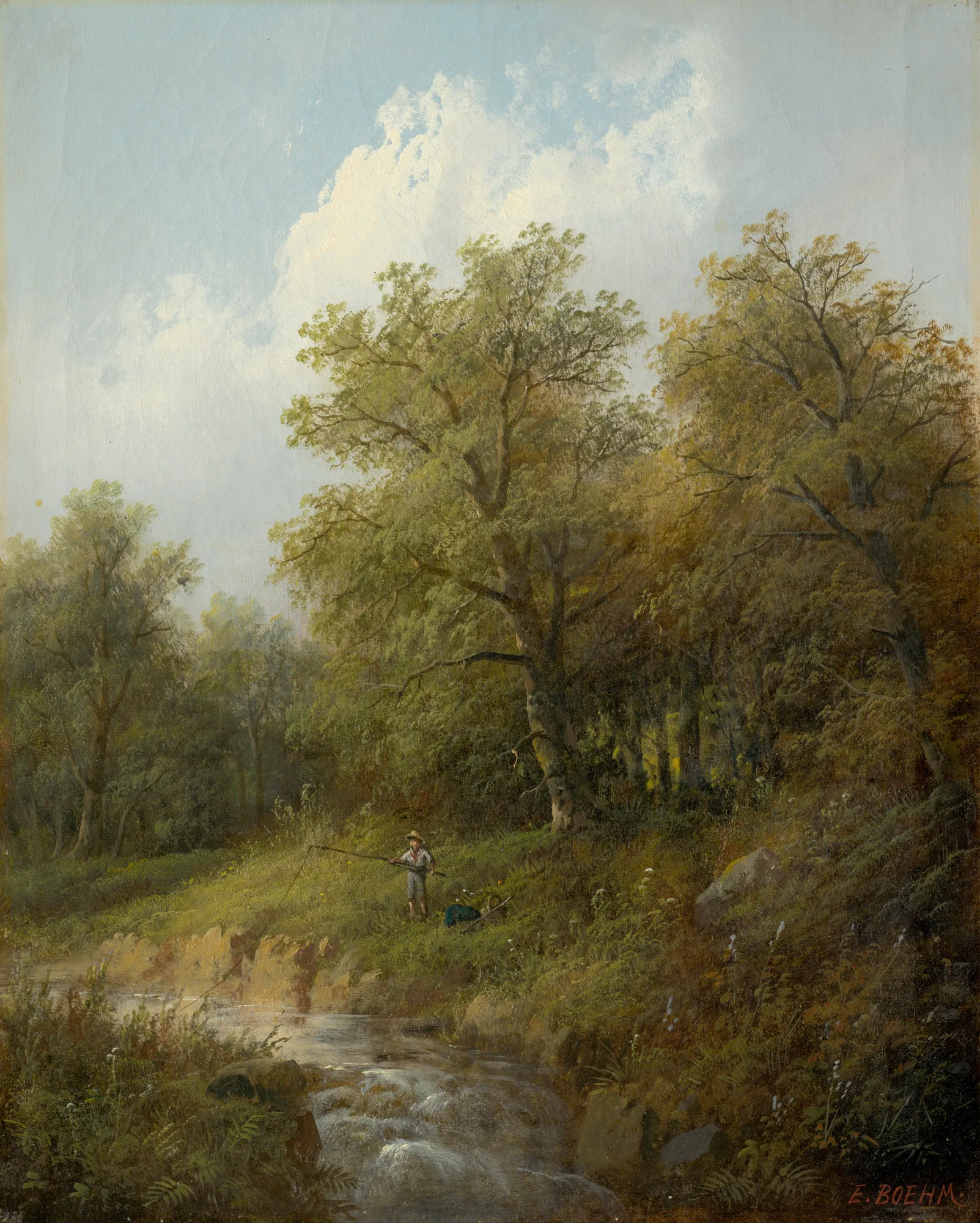 Mountain Stream with a Fisherman